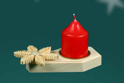 Kerzenhalter Tischschmuck Teelichthalter mit Stern BxHxT=13x3x6,5cm NEU, Stern aus gestochenen Span