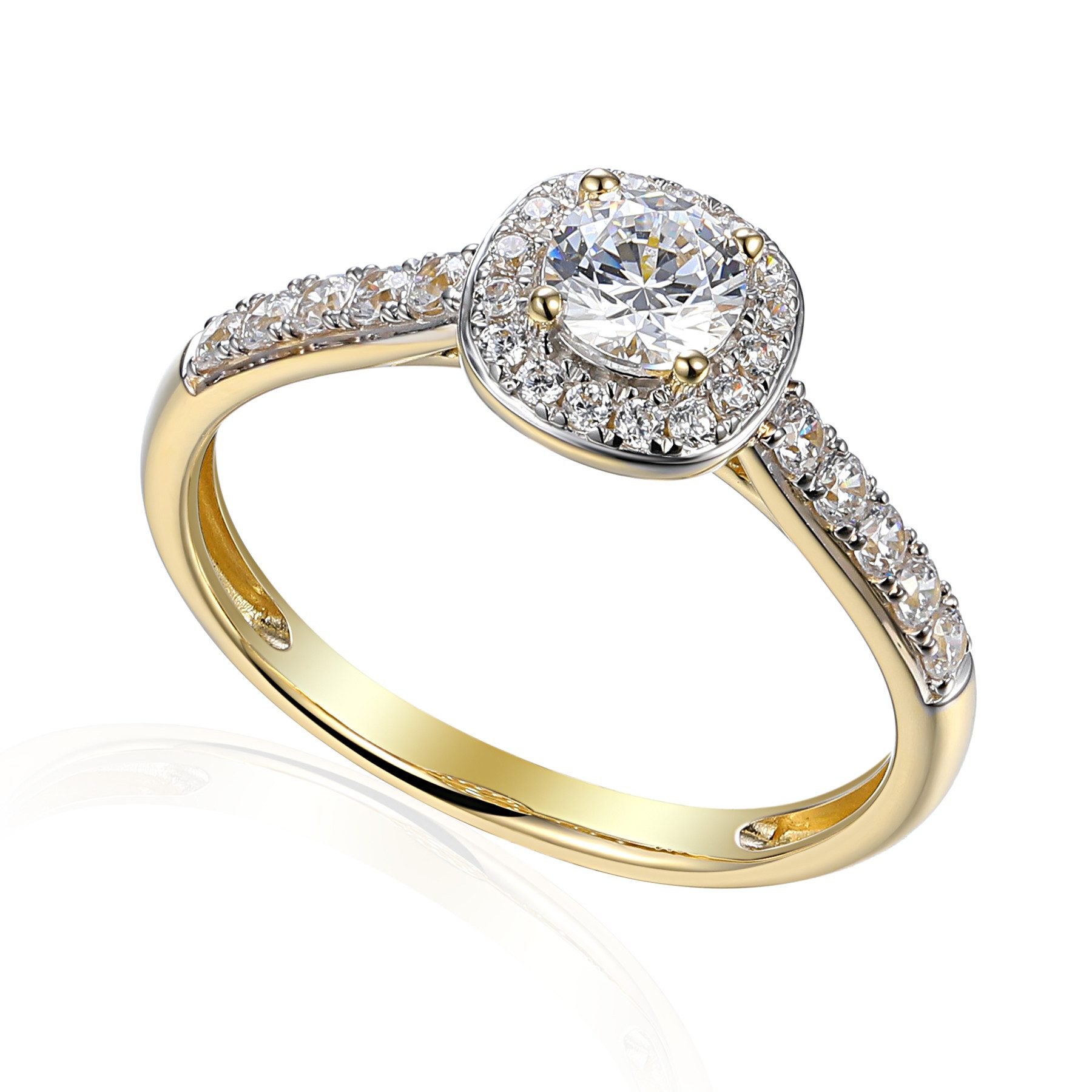 Stella-Jewellery Solitärring 585er Gelbgold Damenring Solitair mit Zirk. Gr. 54 (Ring mit Zirkonia, Zirkonia - inkl. Etui), Rundschliff