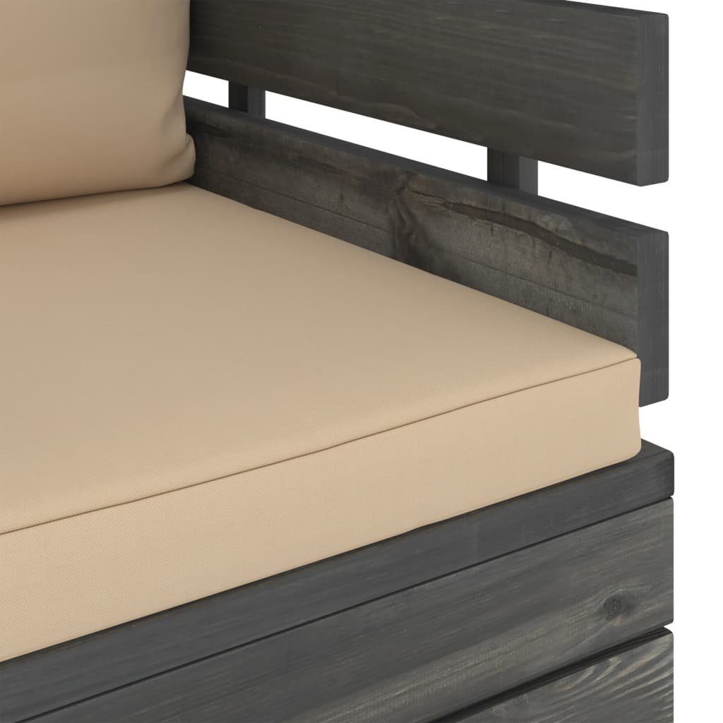 mit vidaXL Kissen Loungesofa 1 Beige Gartensessel Kiefernholz, Teile