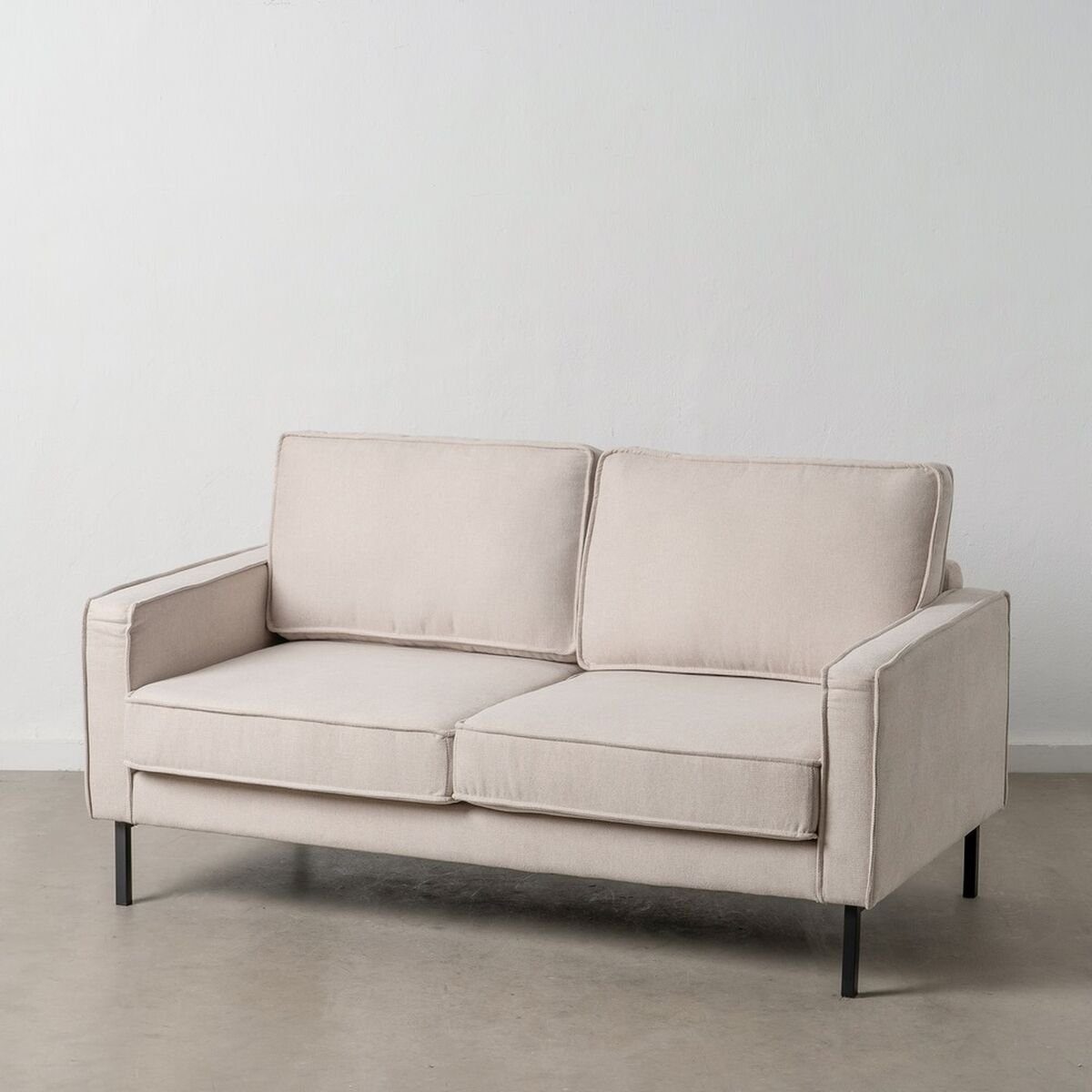 Bigbuy Sofa Sofa 163 x Stoffe 87 Beige 90 x synthetische Metall cm