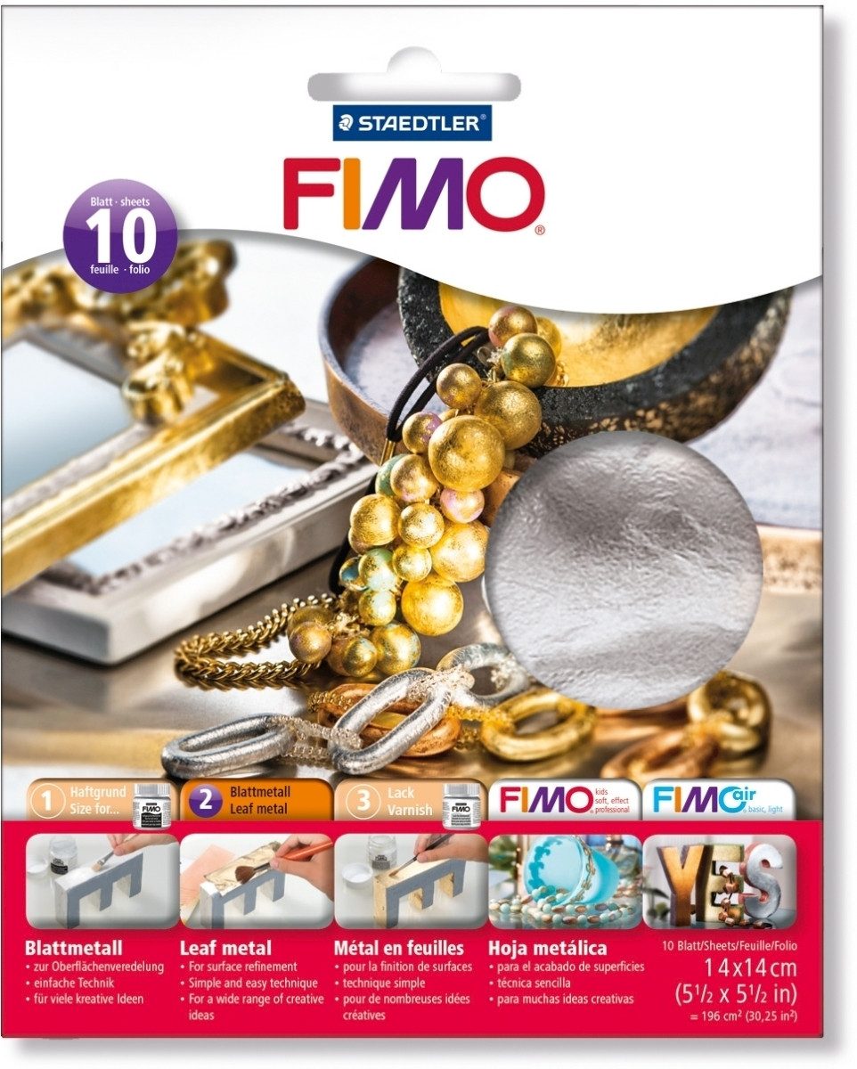 STAEDTLER Bastelfilz Blattmetall Fimo 14cm x 14cm silber VE=10 Blatt
