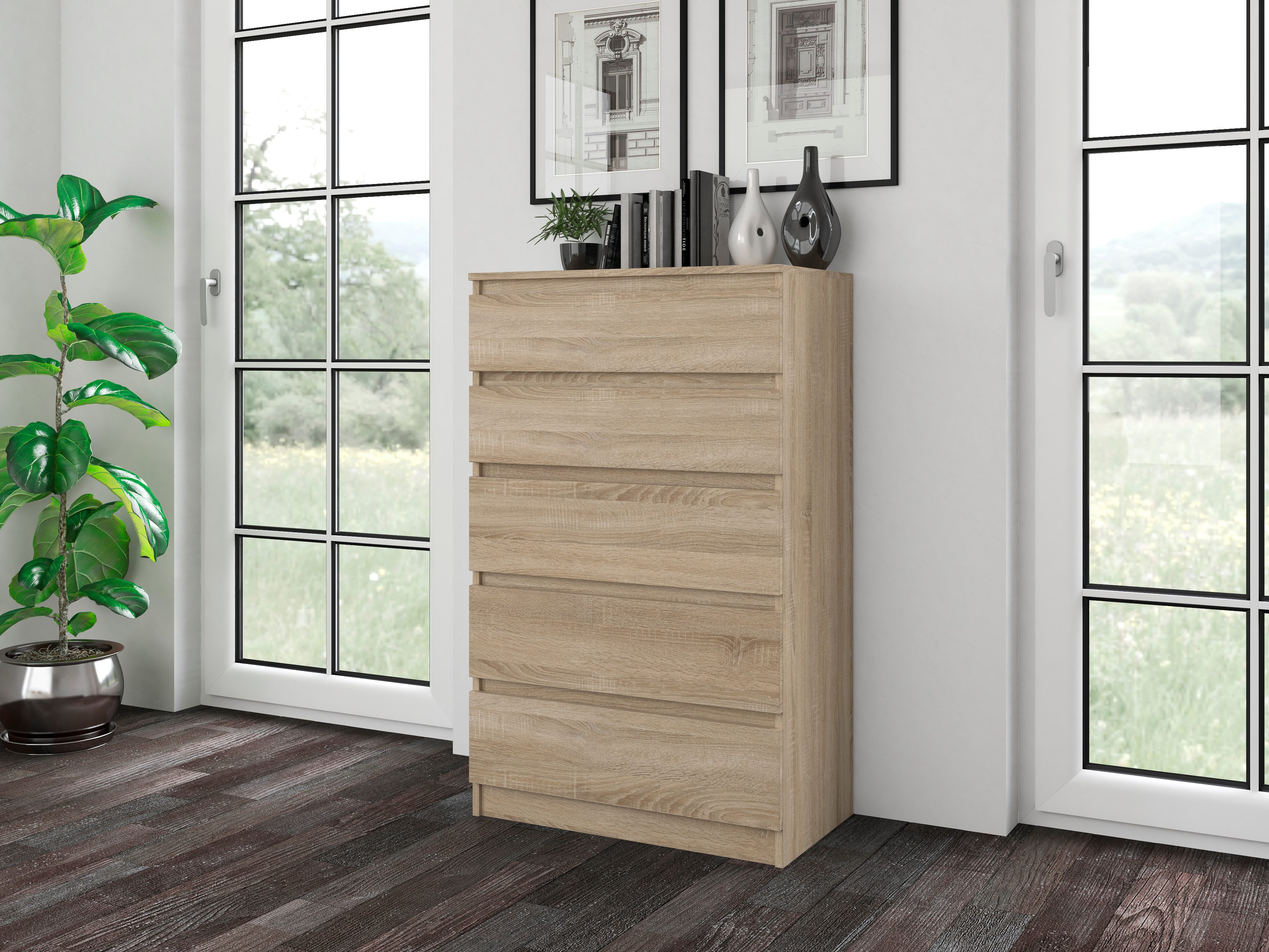 Raumhirsch Furniture Kommode Sideboard 70 cm breit (Maße 40 x 70 x 110 cm, 5 Schubladen), verschiedene Farben – Bild 3 von 5