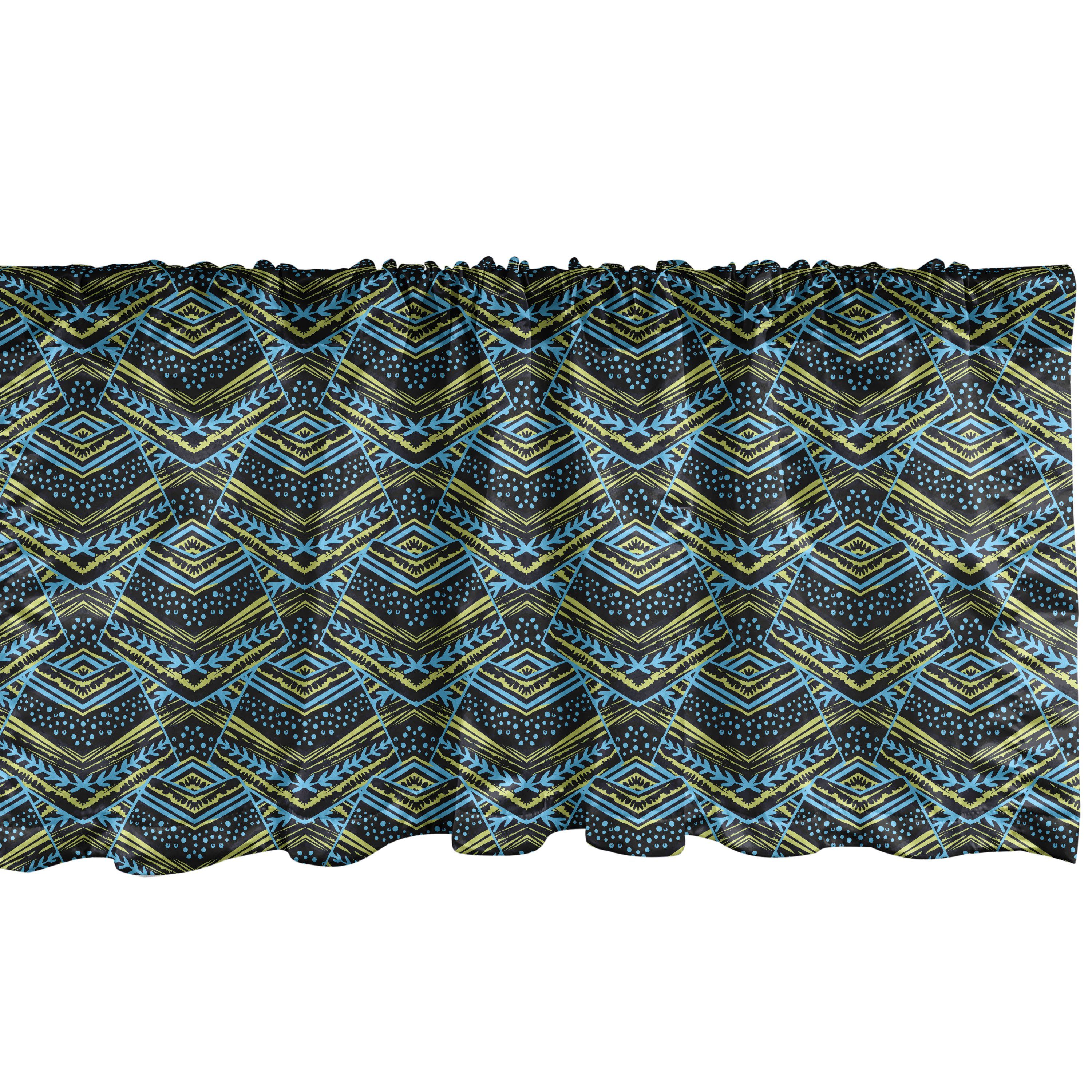 Scheibengardine Vorhang Volant für Küche Schlafzimmer Dekor mit Stangentasche, Abakuhaus, Microfaser, Aztekisch Gestreifte Blumen geometrische Kunst