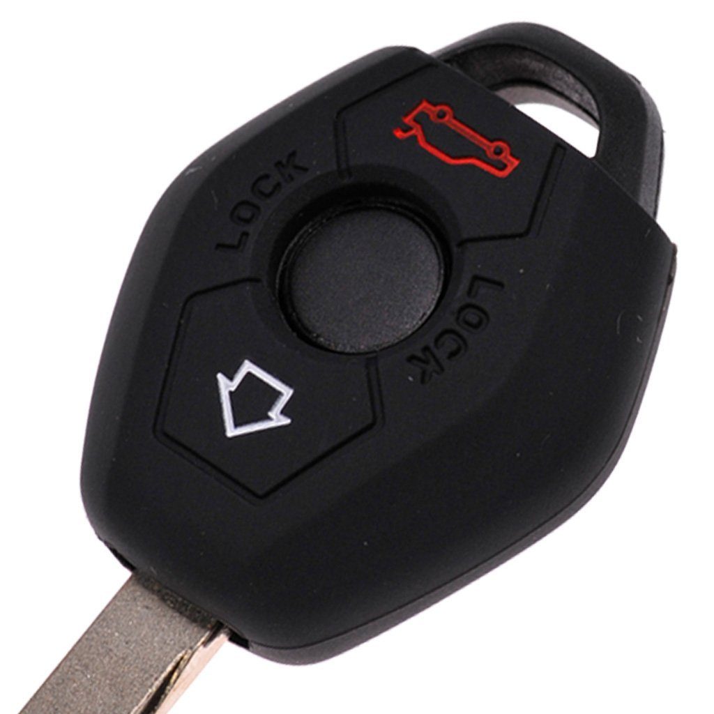 mt-key Schlüsseltasche Autoschlüssel Softcase Silikon E60 E39 Fernbedienung Schutzhülle BMW E46 E53 Knopf E61 Funk für E86 3 Schwarz, E85 E83 E52