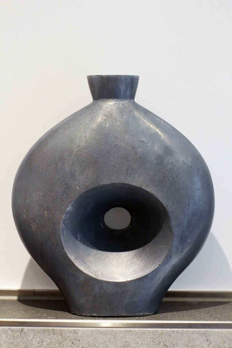 Arnusa Dekovase Design Metall Vase 39x 33 cm Türkis/Grau, Schwere Ausführung