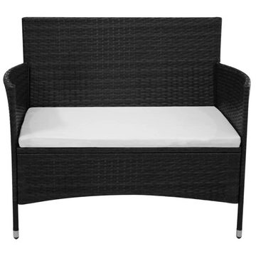 furnicato Gartenbank 90 cm Poly Rattan Schwarz