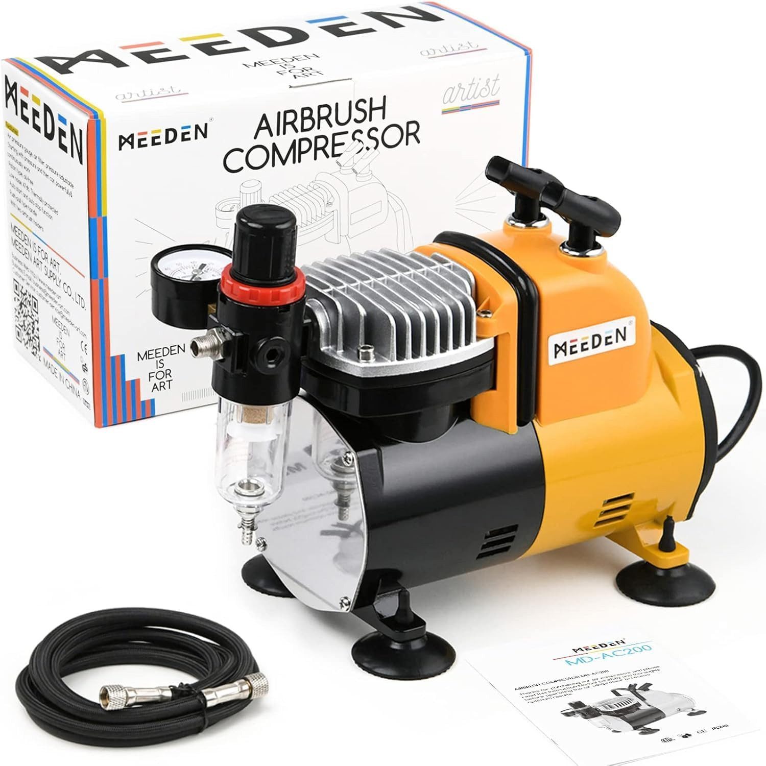 MEEDEN Airbrush-Kompressor MEEDEN Airbrush Farb Kompressor 1/5 PS leise 47 dB Auto-Stop Graffiti