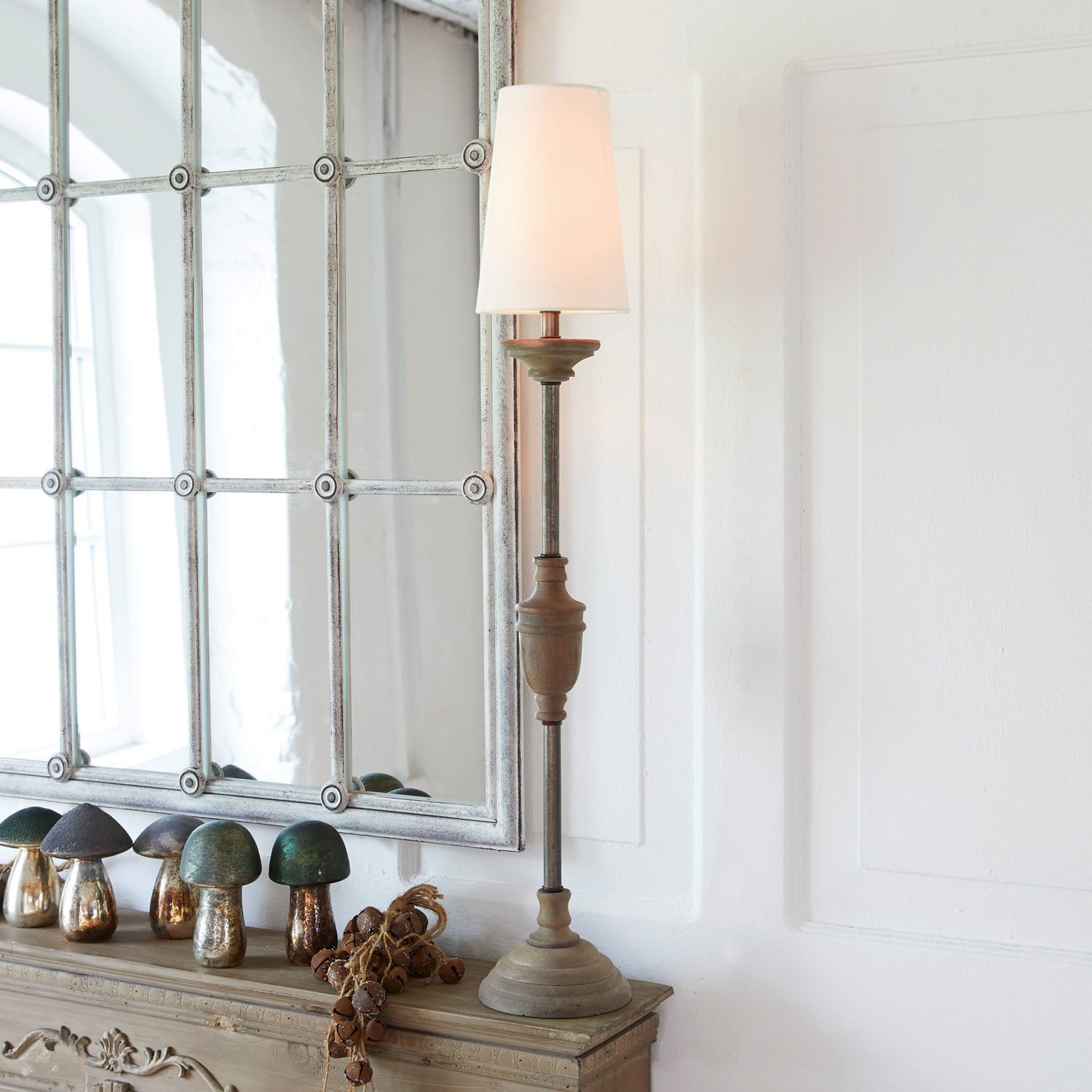 Mirabeau Tischleuchte Tischlampe Caylus weiß/braun günstig online kaufen