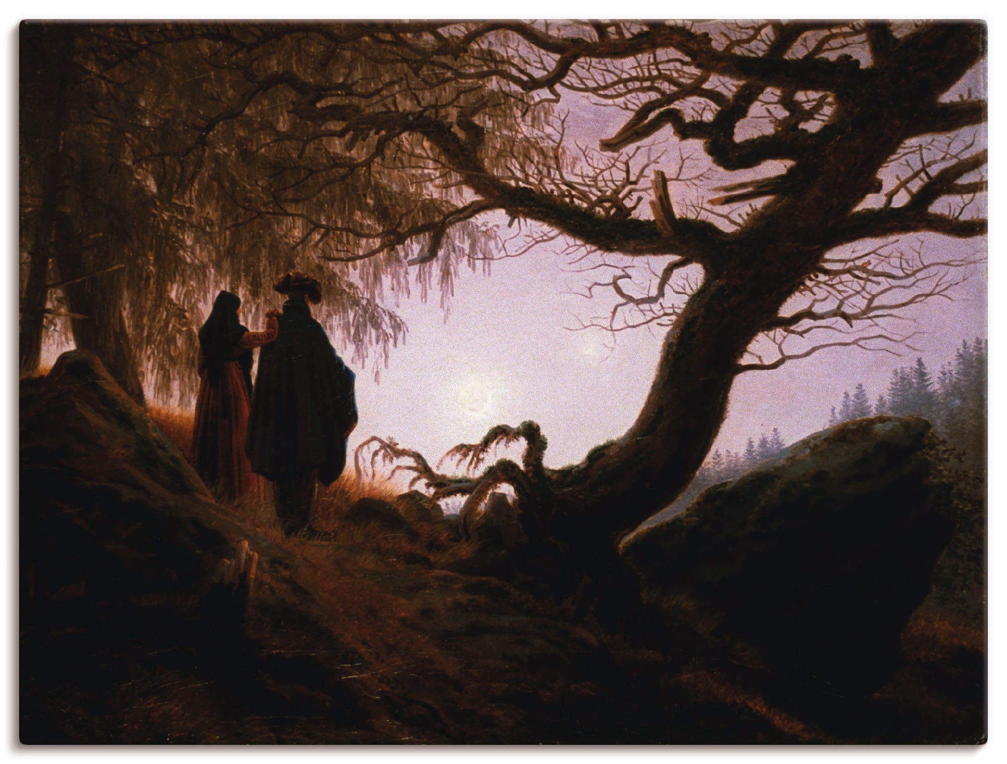Artland Leinwandbild Mann und Frau Mondbetrachtung, 1830/35, Paar (1 St), auf Holzrahmen gespannt