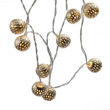 MARELIDA LED-Lichterkette LED Dekolichterkette 10 orientalische Metallkugeln Bälle 2,5cm silber, 10-flammig