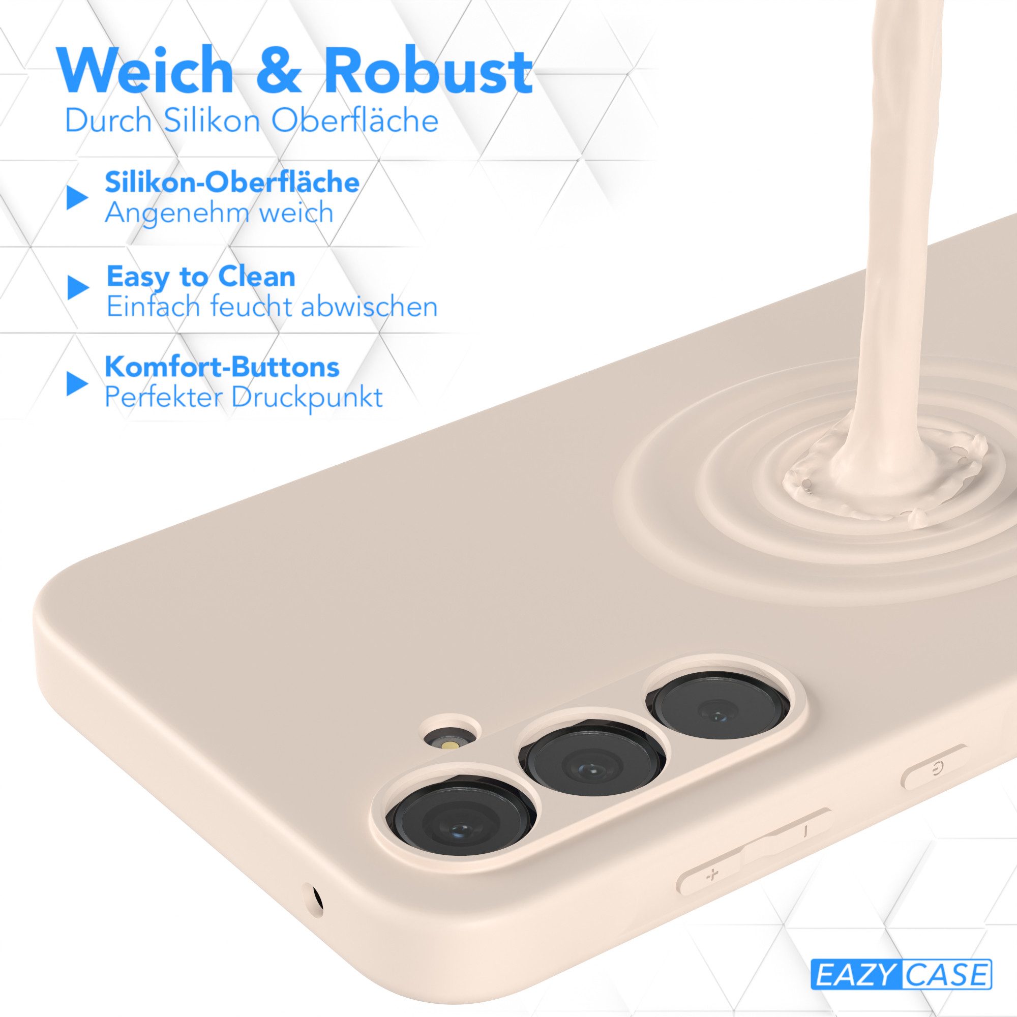 EAZY CASE Handyhülle für Samsung Galaxy A55 Hülle Silikon 6,6 Zoll, Bumper Case Matt Slimcover Silikonschutzhülle elastisch Taupe / Beige – Bild 5 von 5