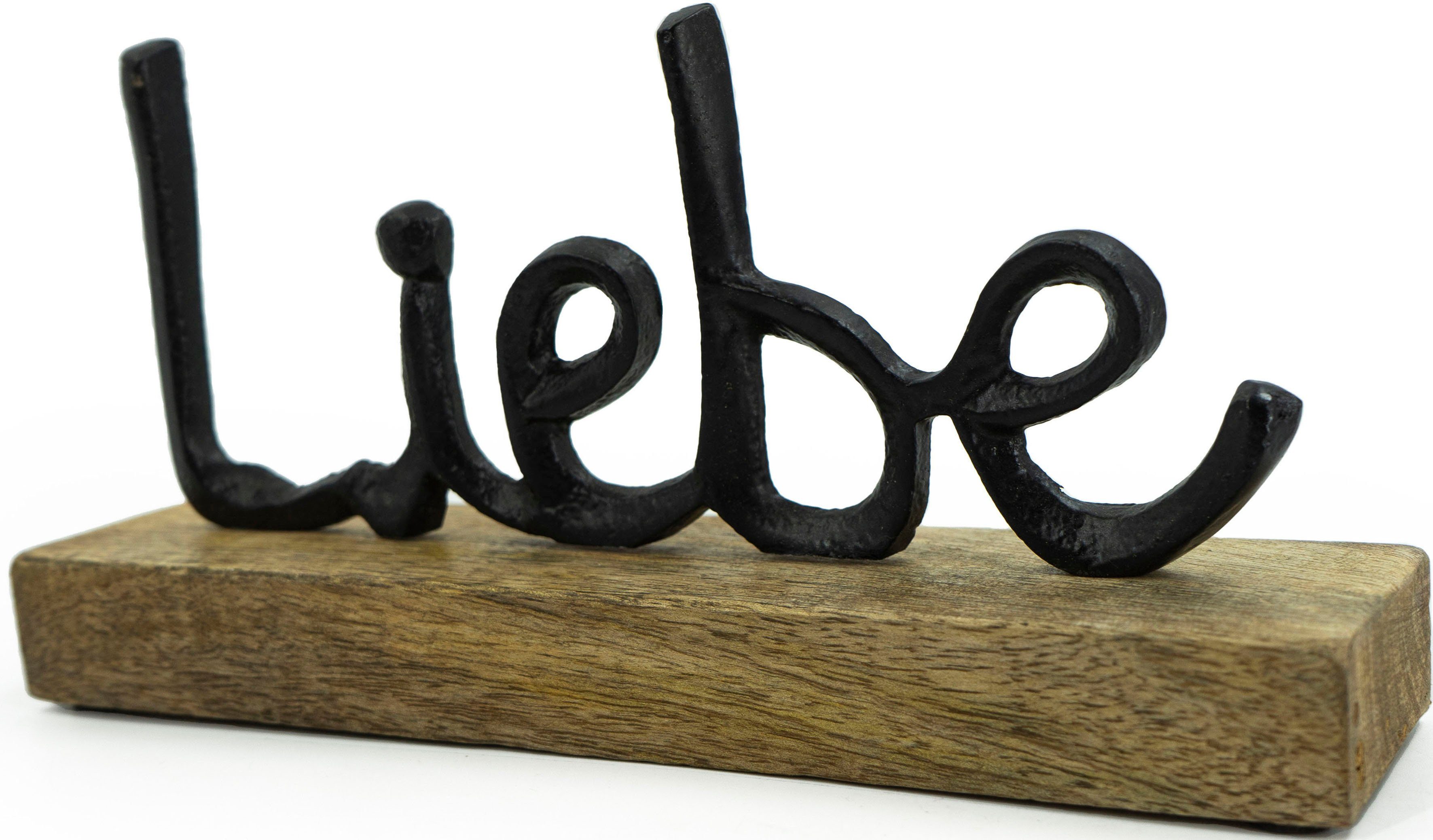 NOOR LIVING Deko-Schriftzug schwarz Lebe, Holz Liebe, (3 und St), aus Aluminium Lache