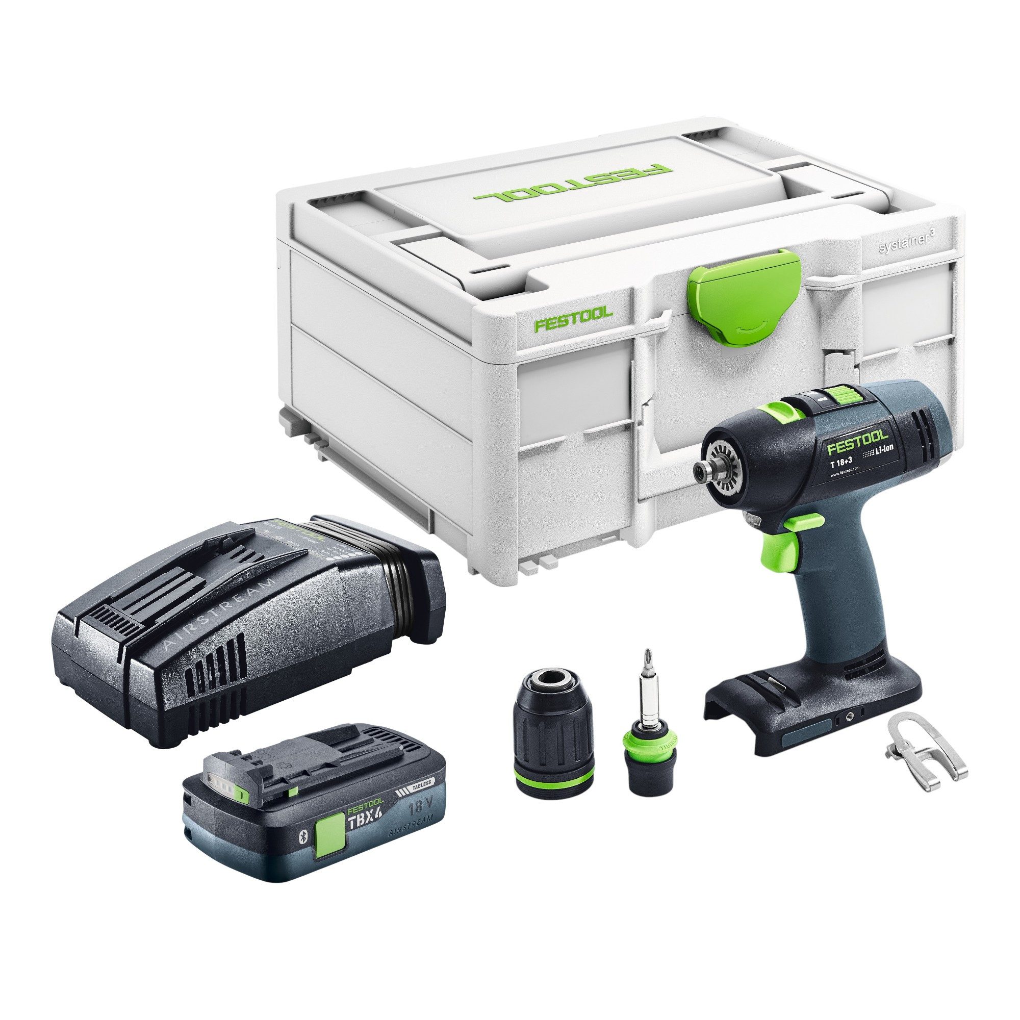 FESTOOL Akku-Schrauber T 18+3-Basic Akku Bohrschrauber 18 V 50 Nm Brushless + 1x Akku 4,0 Ah