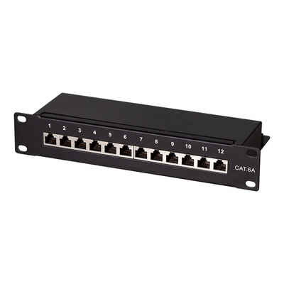 LogiLink NP0052B Netzwerk-Patch-Panel (Patchpanel 10" Einbau Kat.6A STP 12 Ports schwarz)
