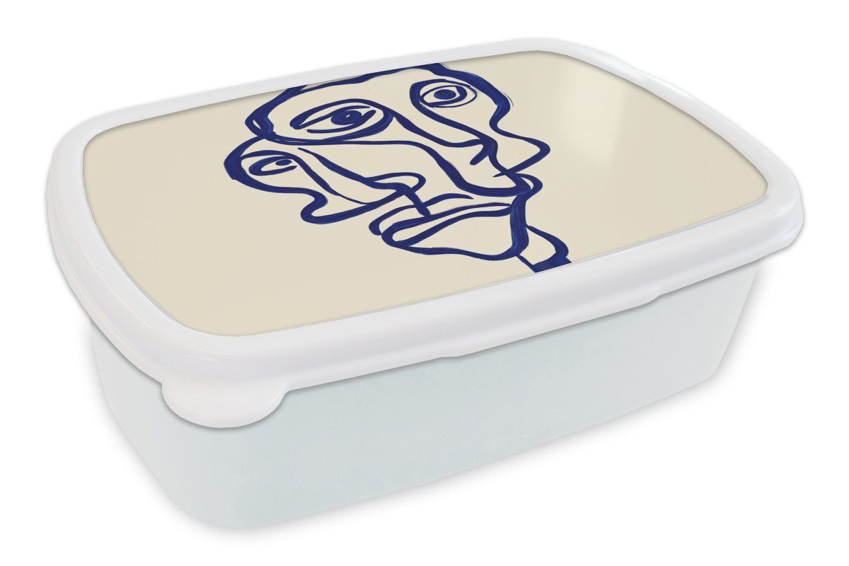 MuchoWow Lunchbox Strichzeichnung - Überlappende Flächen - Dunkelblau, Kunststoff, (2-tlg), Brotdose Schule oder Arbeit, Brotbox für Kinder und Erwachsene