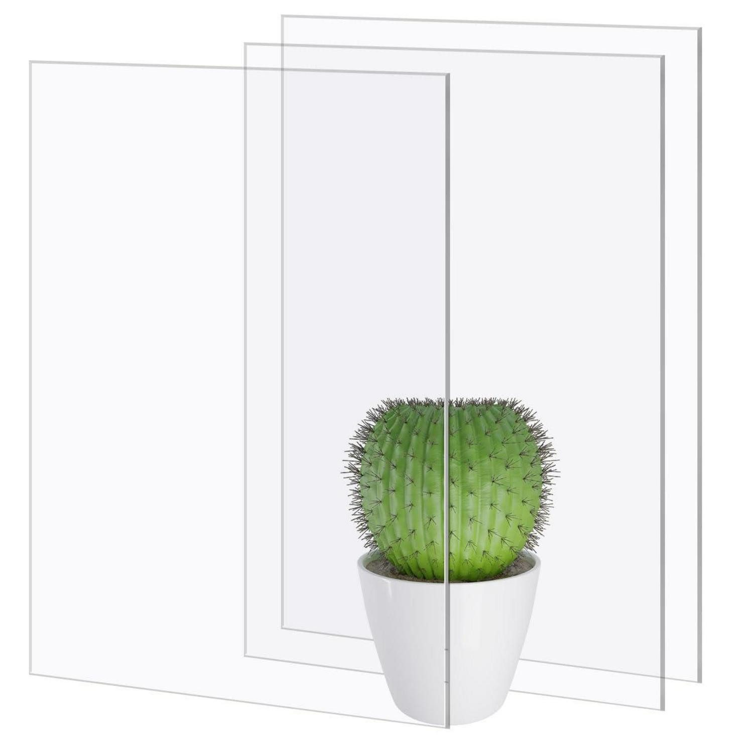 LuxusKollektion Glas 3 Stück Acrylplatten A3 transparent, 30x42 cm, 2 mm Dicke, DIY