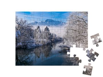 puzzleYOU Puzzle Die Loisach an einem wunderschönen Wintermorgen, 48 Puzzleteile, puzzleYOU-Kollektionen Landschaft