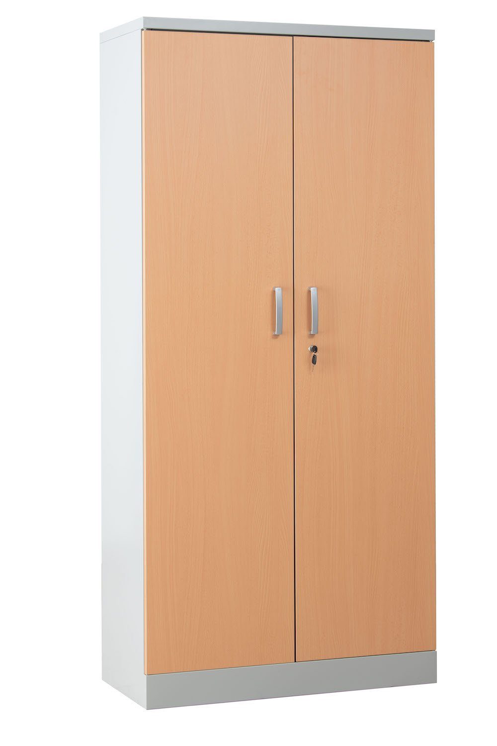 PROREGAL® Mehrzweckschrank Flügeltürenschrank Squirrel, HxBxT 195x92x42cm, Grau/Buche, Verzinkt