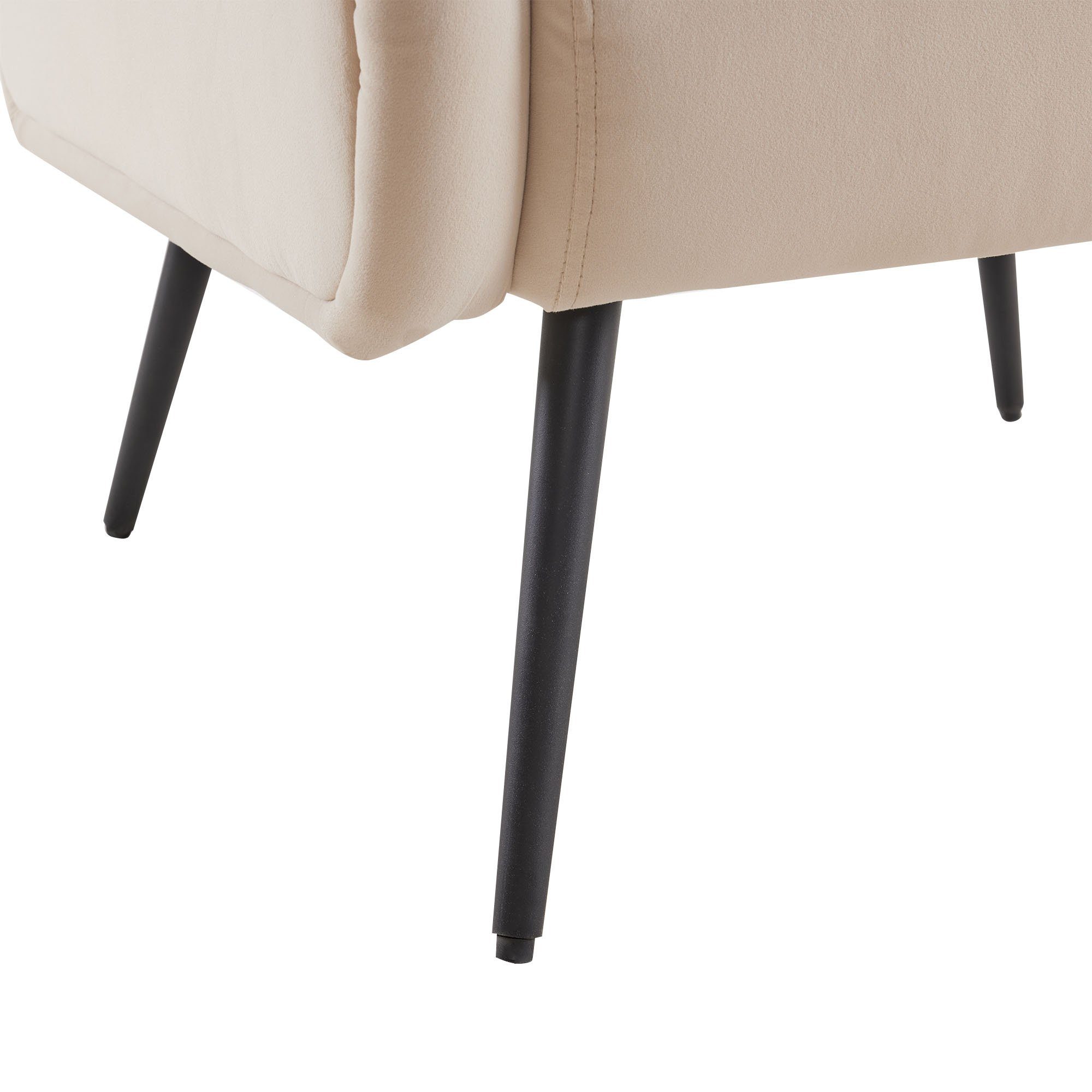 Samtstuhl Rückenlehne, Relaxsessel Stil, (Wohnzimmer-Freizeitsessel beige hoher Metallbeinarmlehne), mit mit im Polstersessel Sessel OKWISH Loungesessel modernen Samtstuhl,