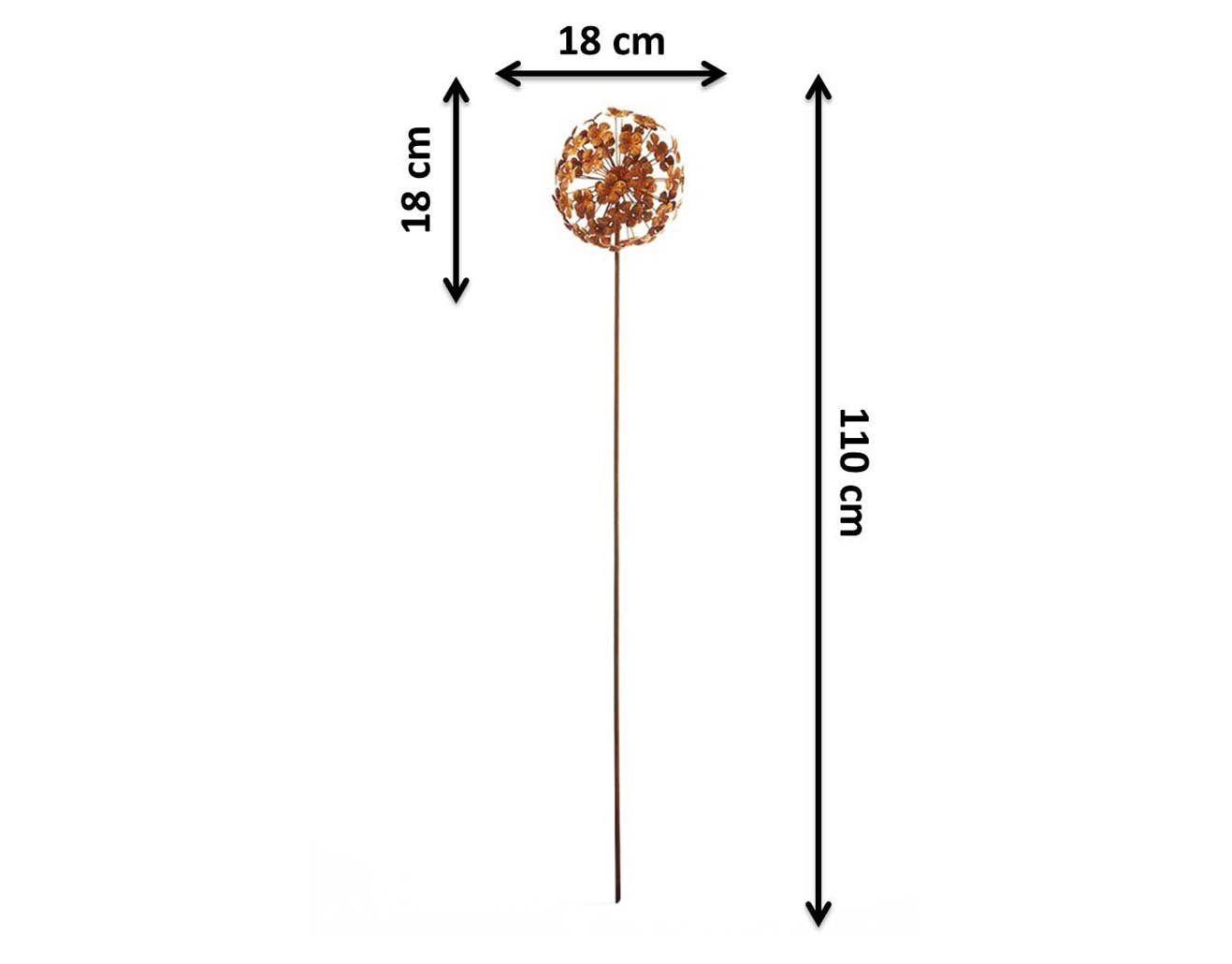 Kobolo Gartenstecker Dekostecker rusty flower ball H 110 cm (aus Metall)