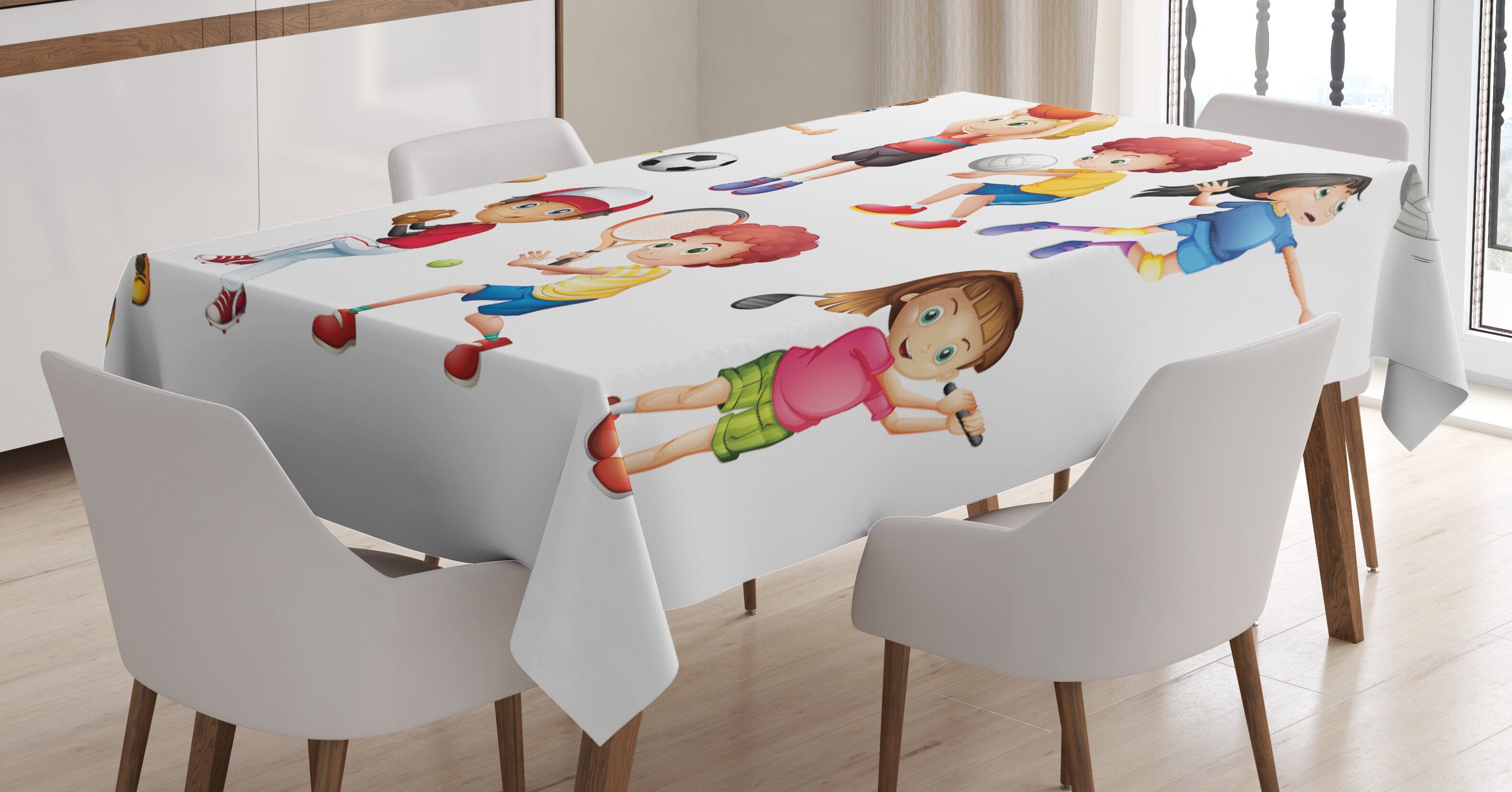 Abakuhaus Tischdecke Farbfest Waschbar Für den Außen Bereich geeignet Klare Farben, Sport aktive Kinder