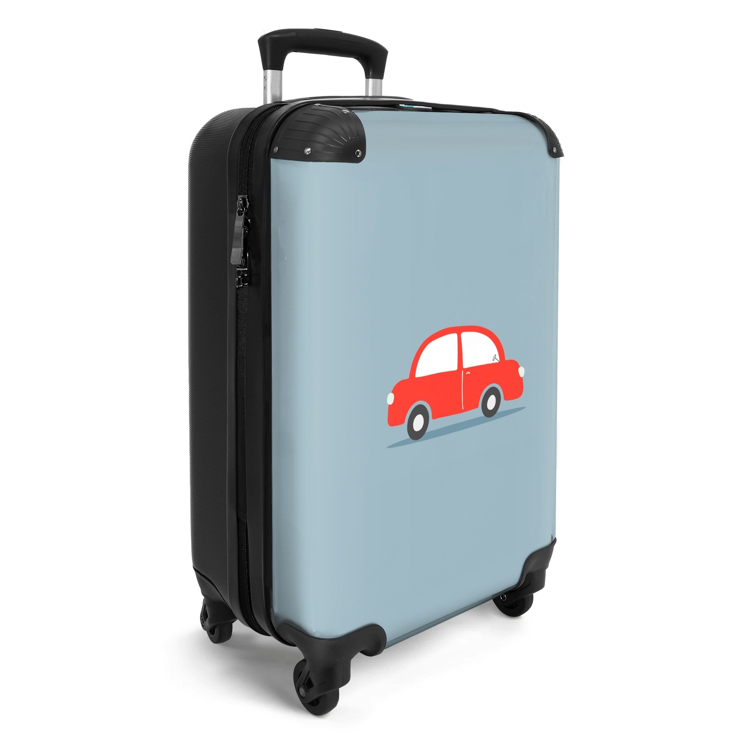NoBoringSuitcases.com© Kinderkoffer Auto - Fahrzeuge - Rot - Design - Kinder 55x35x20cm, 4 Rollen, Kinder Koffer Klein, Trolley Handgepäck, Reisekoffer