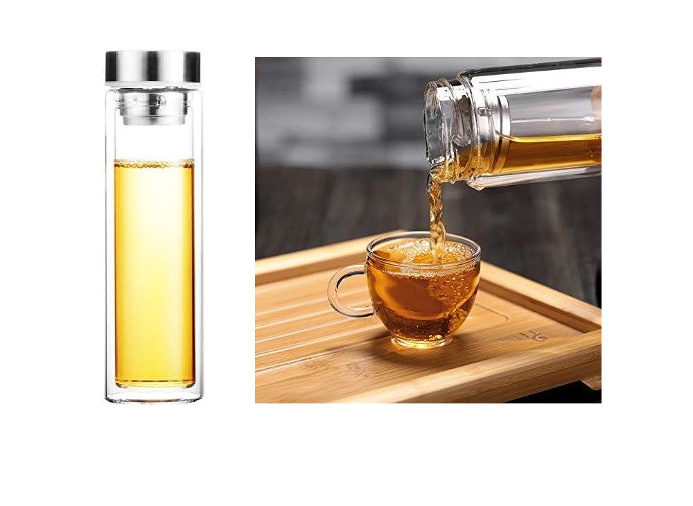 Rungassi Teebereiter Teebereiter Teeglas 450ml mit Filter herausnehmbar Thermoglas