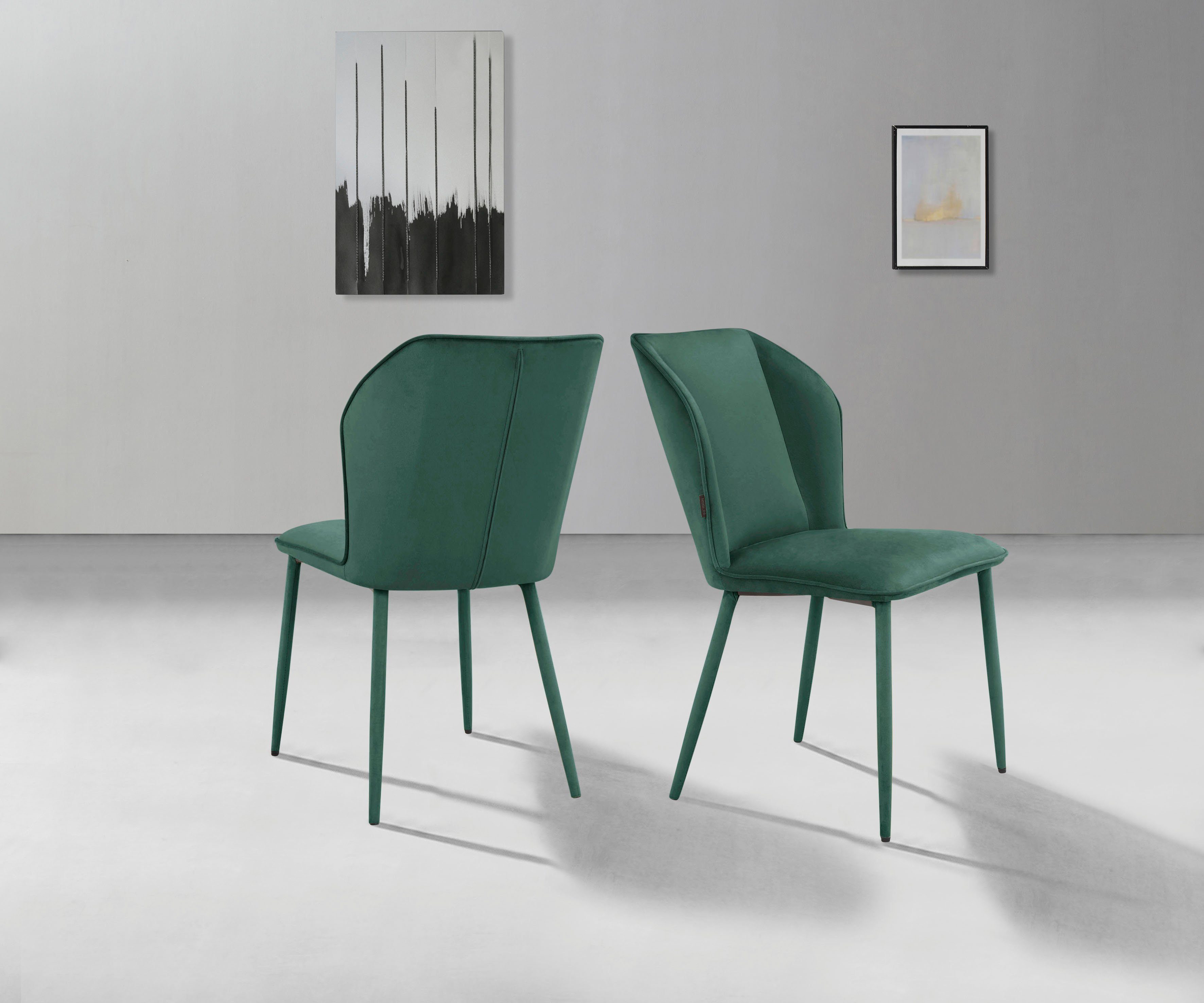 Esszimmerstuhl Sitz gepolstert, Velourstoff, St), (2 Rücken dunkelgrün und Sitzhöhe Koa INOSIGN 49 in cm mit
