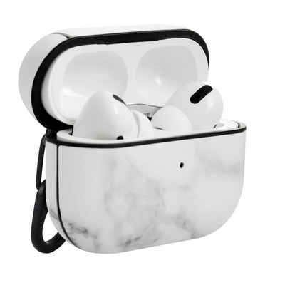 Terratec Kopfhörer-Schutzhülle AirBox Pro - Airpods Kopfhörer Schutzhülle, Case, Cover, Hülle, Etui, weiß/grau, Mamor - 325114