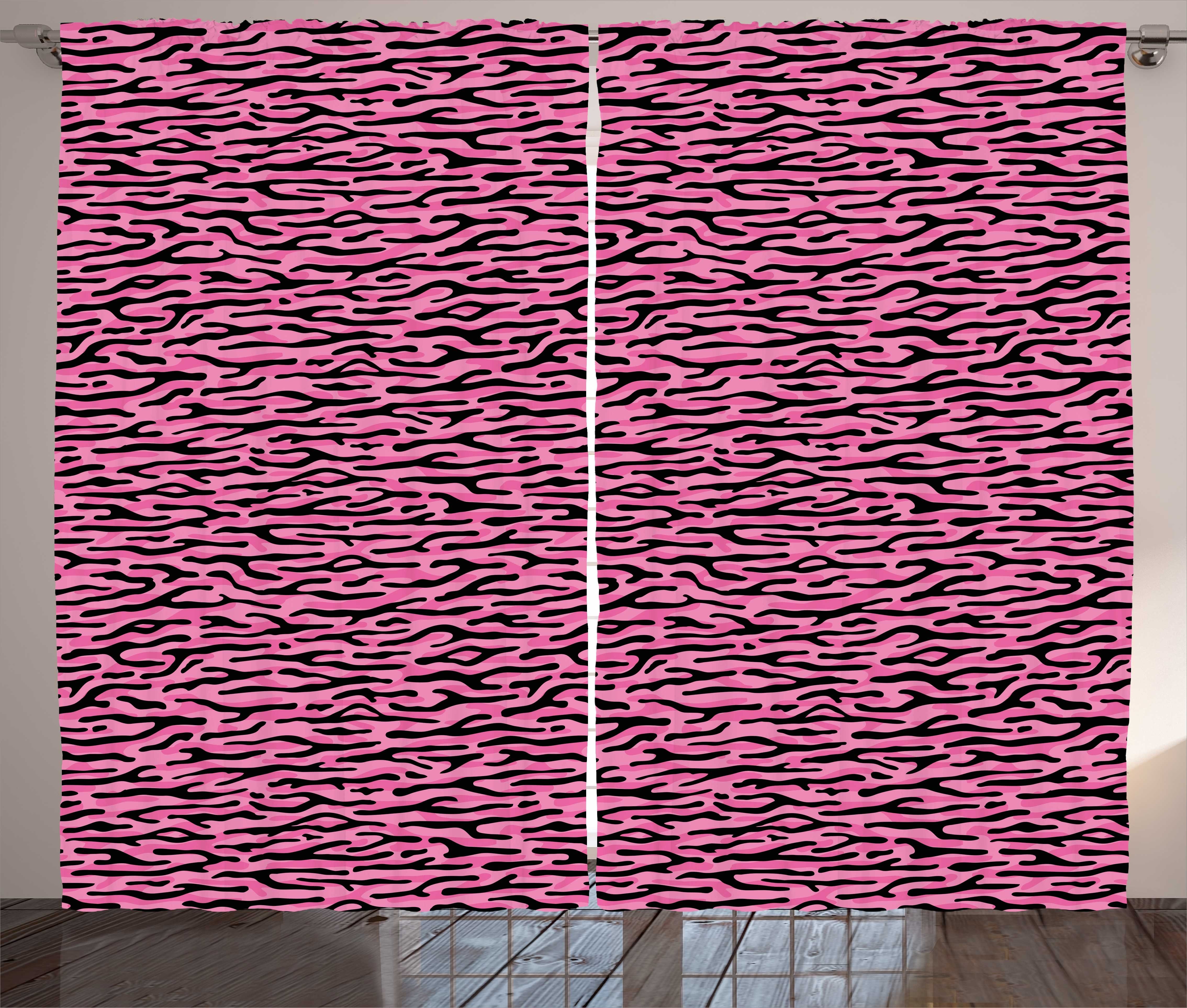 Streifen-Muster Gardine Schlafzimmer Tierhaut und Schlaufen Haken, Safari Kräuselband mit Vorhang Abakuhaus,