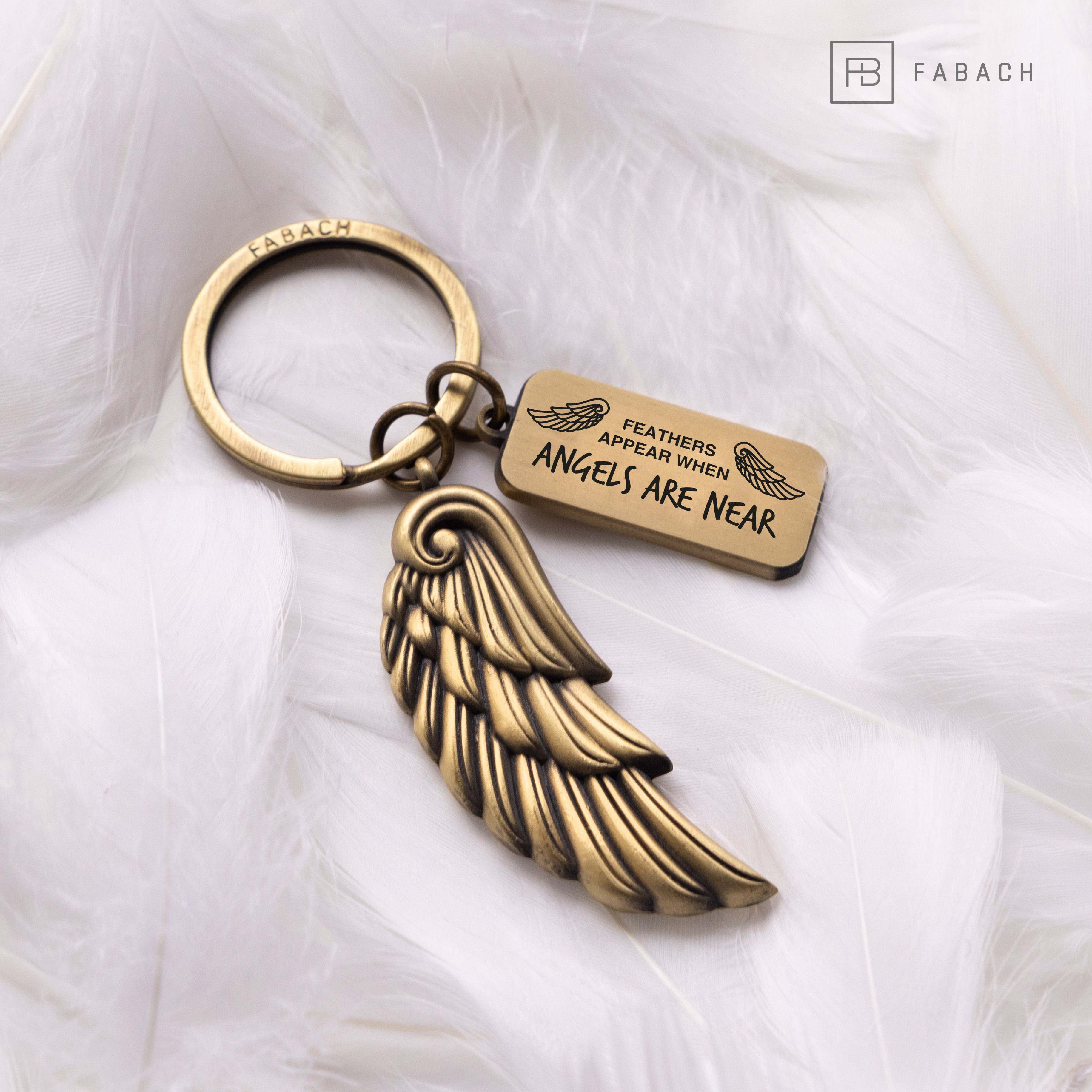 Are Angel Geschenk - Near mit Schlüsselanhänger Gravur - Bronze FABACH Angels Antique Schutzengel Engelsflügel