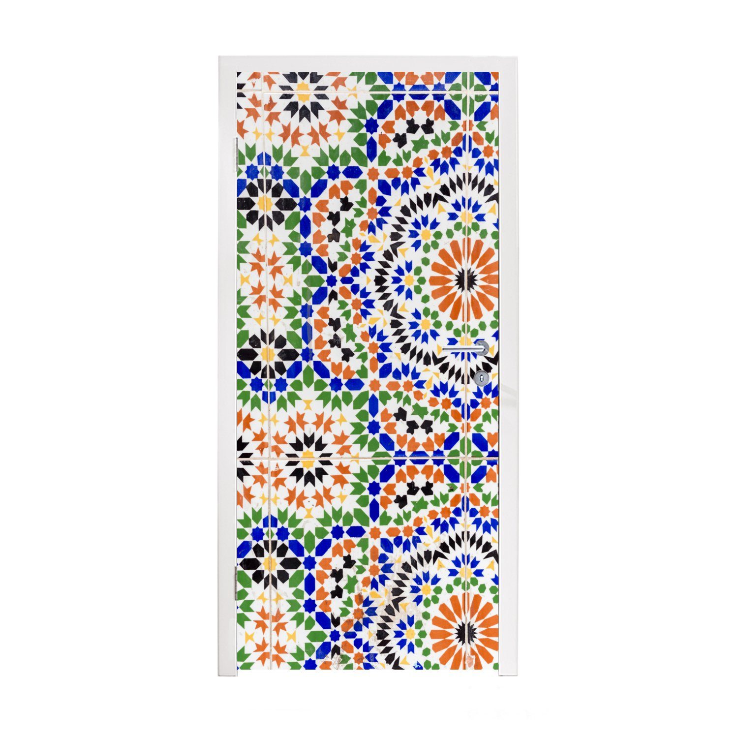 MuchoWow Türtapete Ein Mosaikdetail mit vielen verschiedenen Formen, Matt, bedruckt, (1 St), Fototapete für Tür, Türaufkleber, 75x205 cm