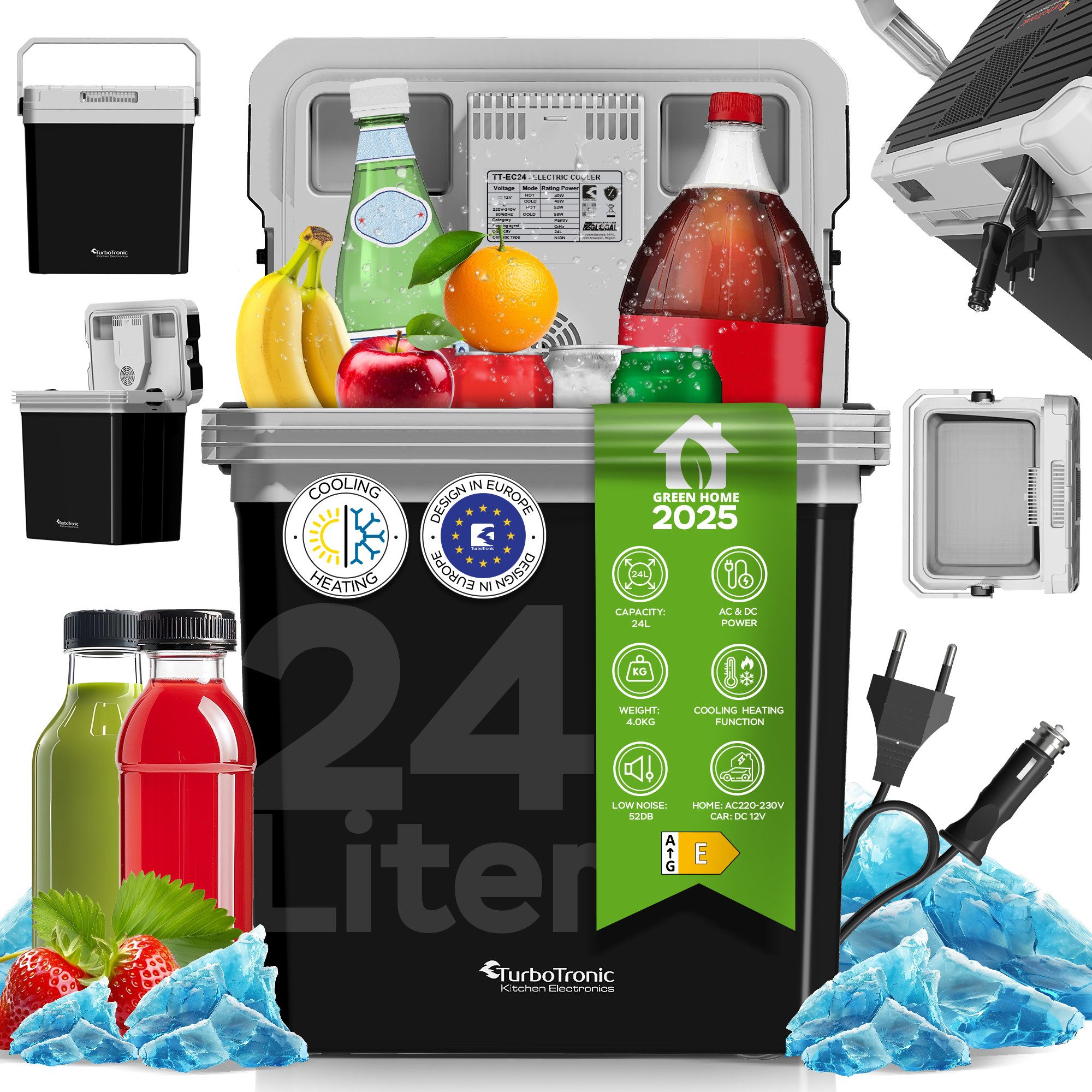 Kühlbox 24L 2in1 Kühltruhe mit Kühl & Heizfunktion tragbar AC DC 220-240V/12V