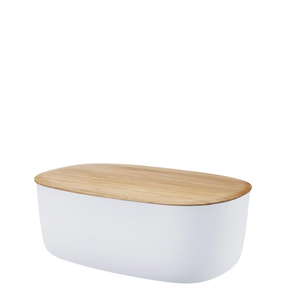 RIG-TIG Brotkasten BOX-IT, 34,5 cm Weiß aus Kunststoff mit Bambusdeckel