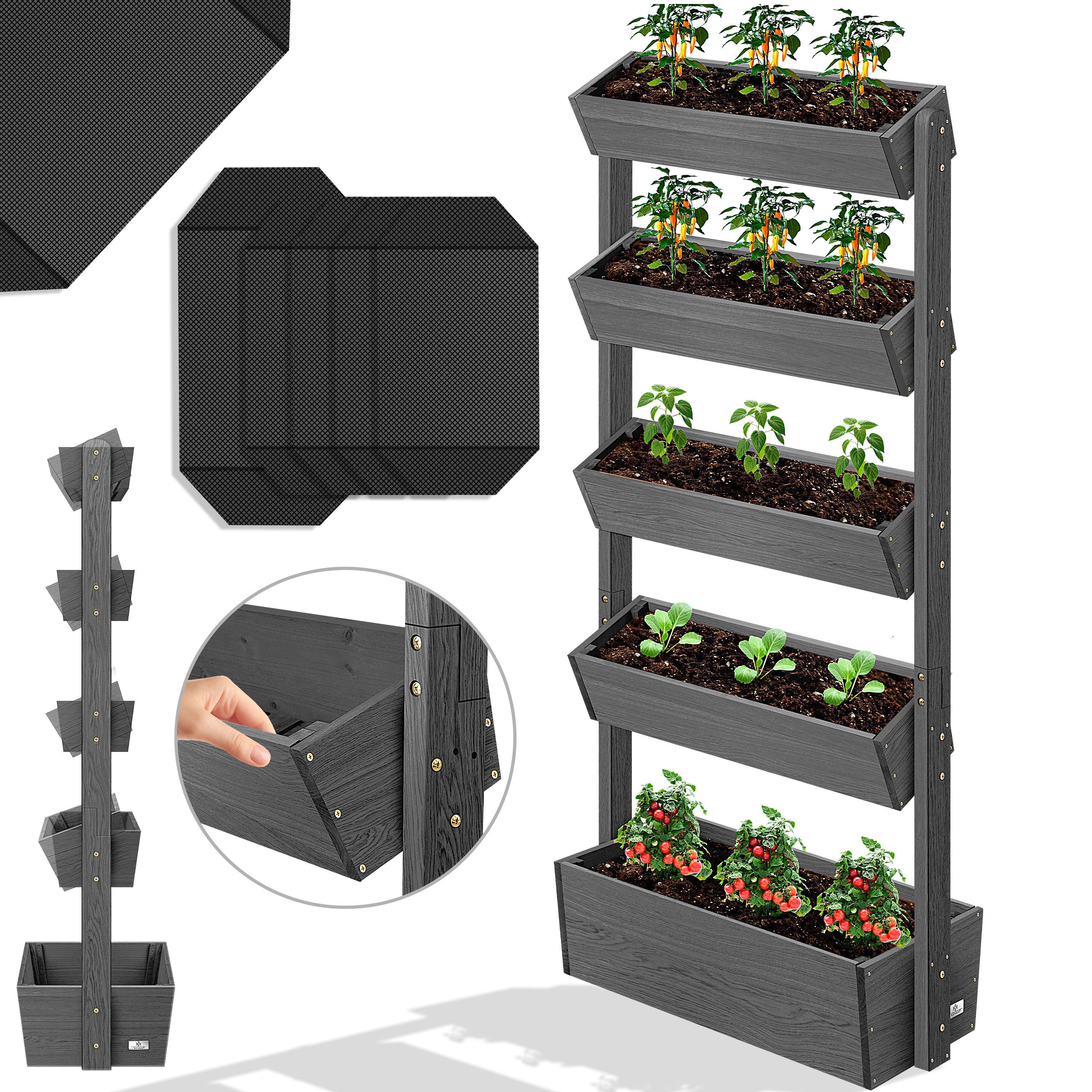 KESSER Hochbeet, mit Etagen Premium Blumenkasten Blumentreppe Gemüsebeet Blumenbeet