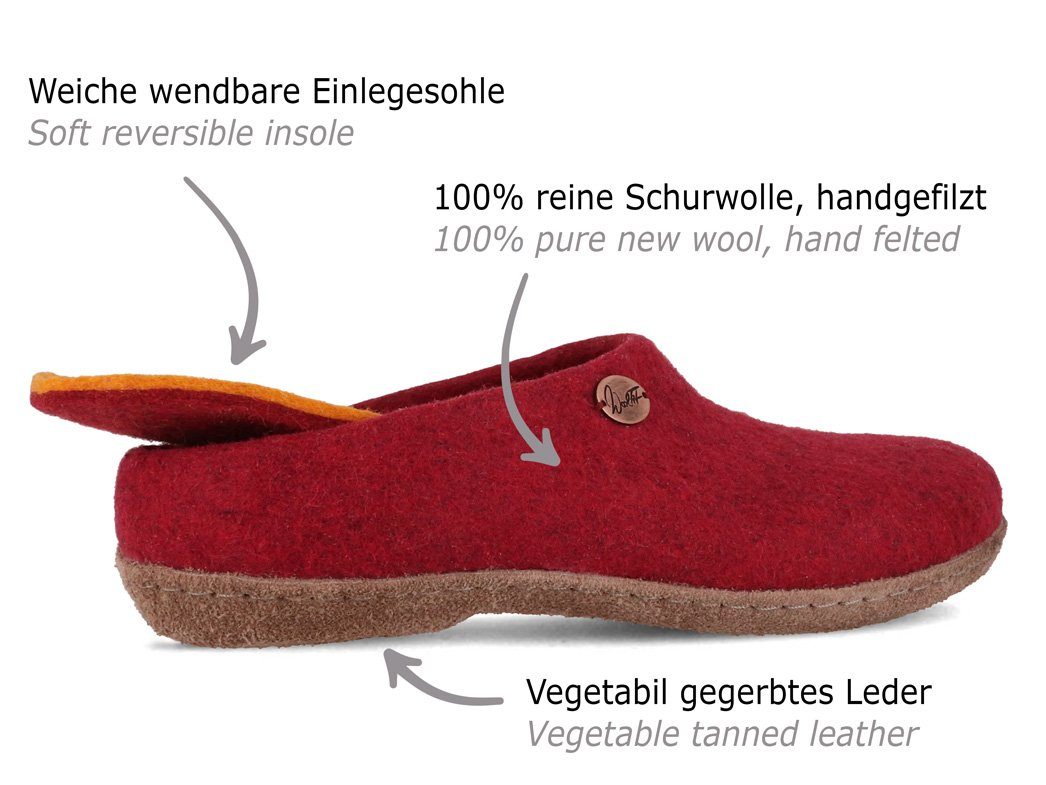 WoolFit Classic Pantoffel schmal Hausschuh schmalere Passform