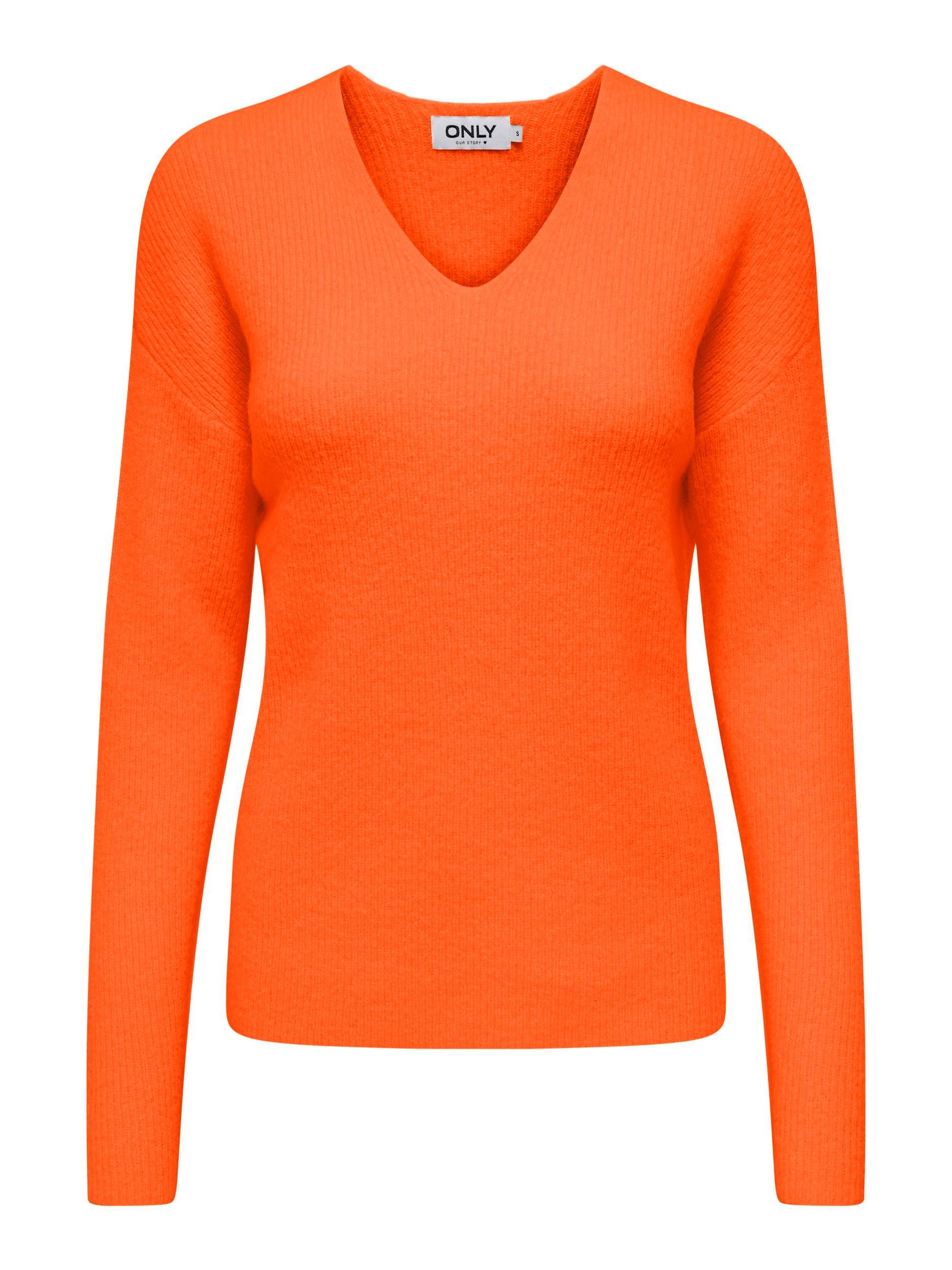 ONLY Exotic Camilla Orange V-Ausschnitt-Pullover (1-tlg)