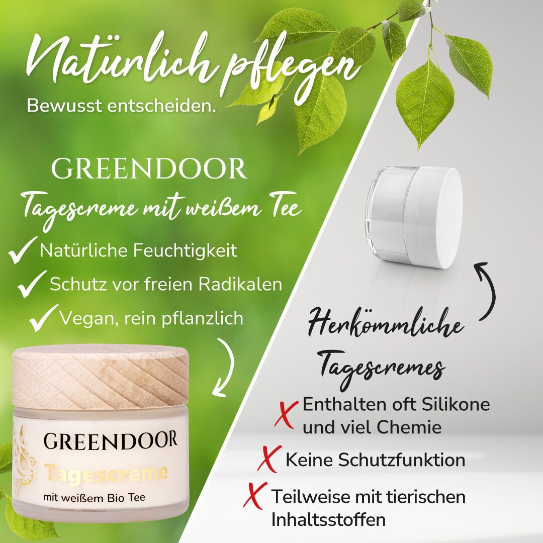 GREENDOOR Tagescreme Tagescreme mit weißem Bio Tee Extrakt