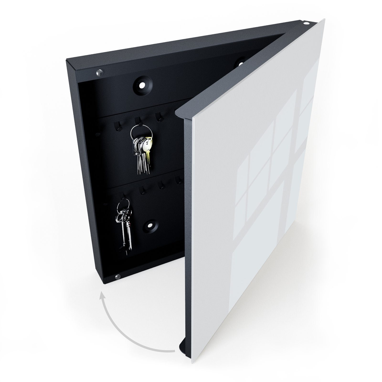 Primedeco Schlüsselkasten Dekor-Schlüsselkasten, Magnetpinnwand und Memoboard mit Glasfront Motiv Hellgrauer Hintergrund