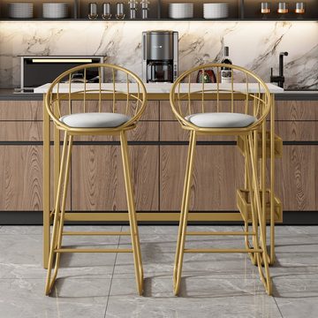 Ulife Essgruppe mit Barstühle, goldfarben, mit Regalen, Metall, MDF, (Set, 3-tlg., 1 Bartisch mit 2 Barstühle), 120×48×100cm