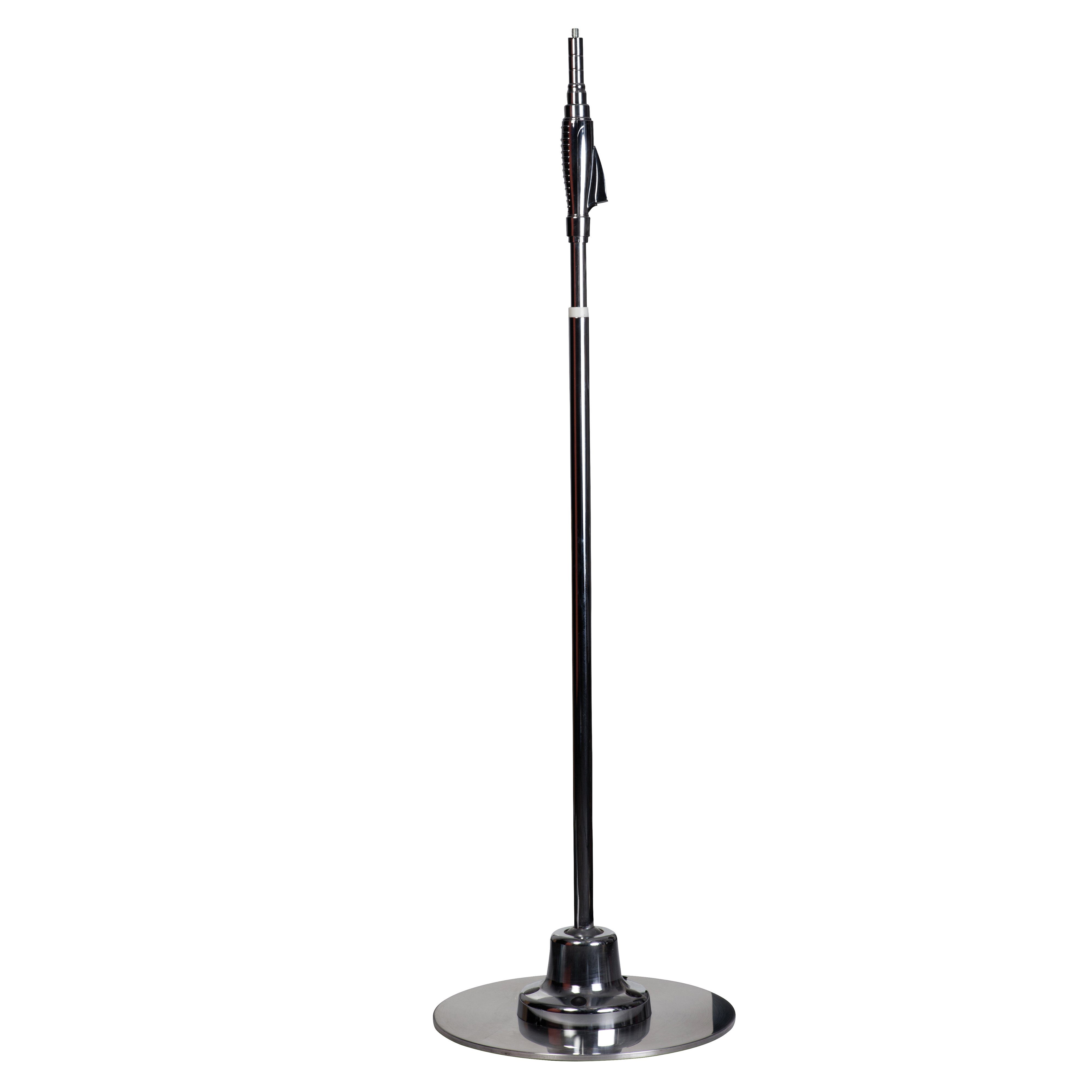 Alecto Mikrofonständer MS-350, (1-tlg., Universelle Mikrofonklemme inklusive), Retro-Mikrofonständer Höhenverstellbar von 80-180 cm, beschwerter Fuß