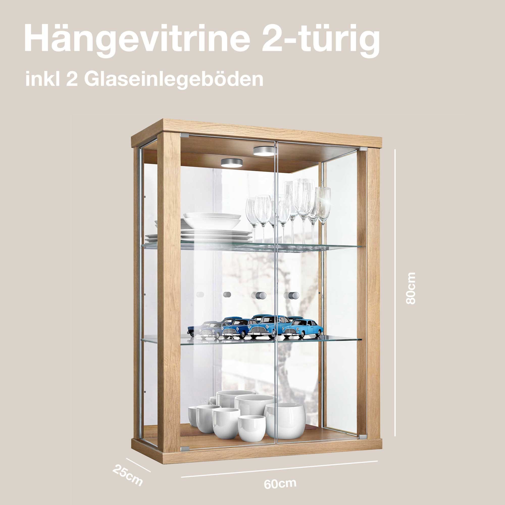 K-Möbel Hängevitrine C1013 (Glasvitrine (80x60x25 cm) günstig online kaufen