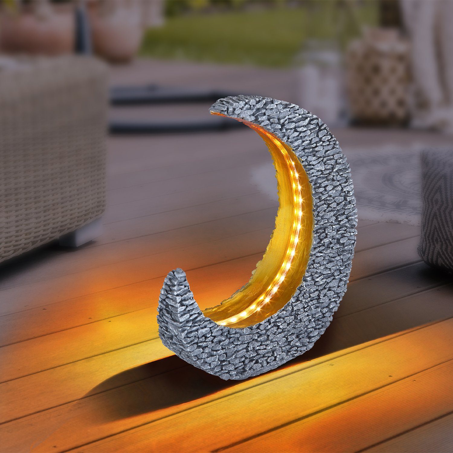 bmfversand LED Solarleuchte Solarleuchte Garten Halbmond Solarlampe