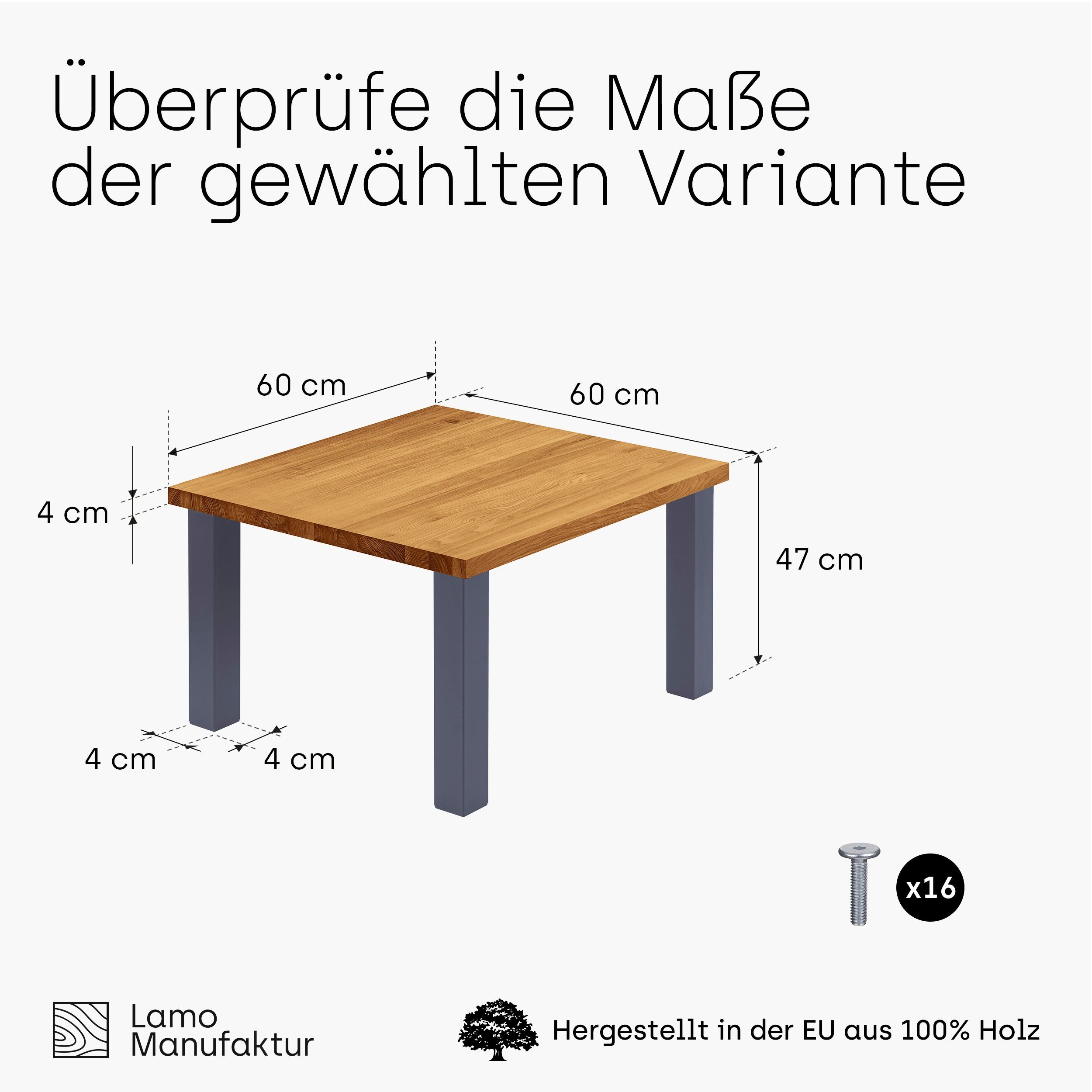 LAMO Manufaktur Esstisch Classic Tischplatte Rustikal Metallgestell Tisch), inkl. | Kante Massivholz (1 gerade Küchentisch Anthrazit