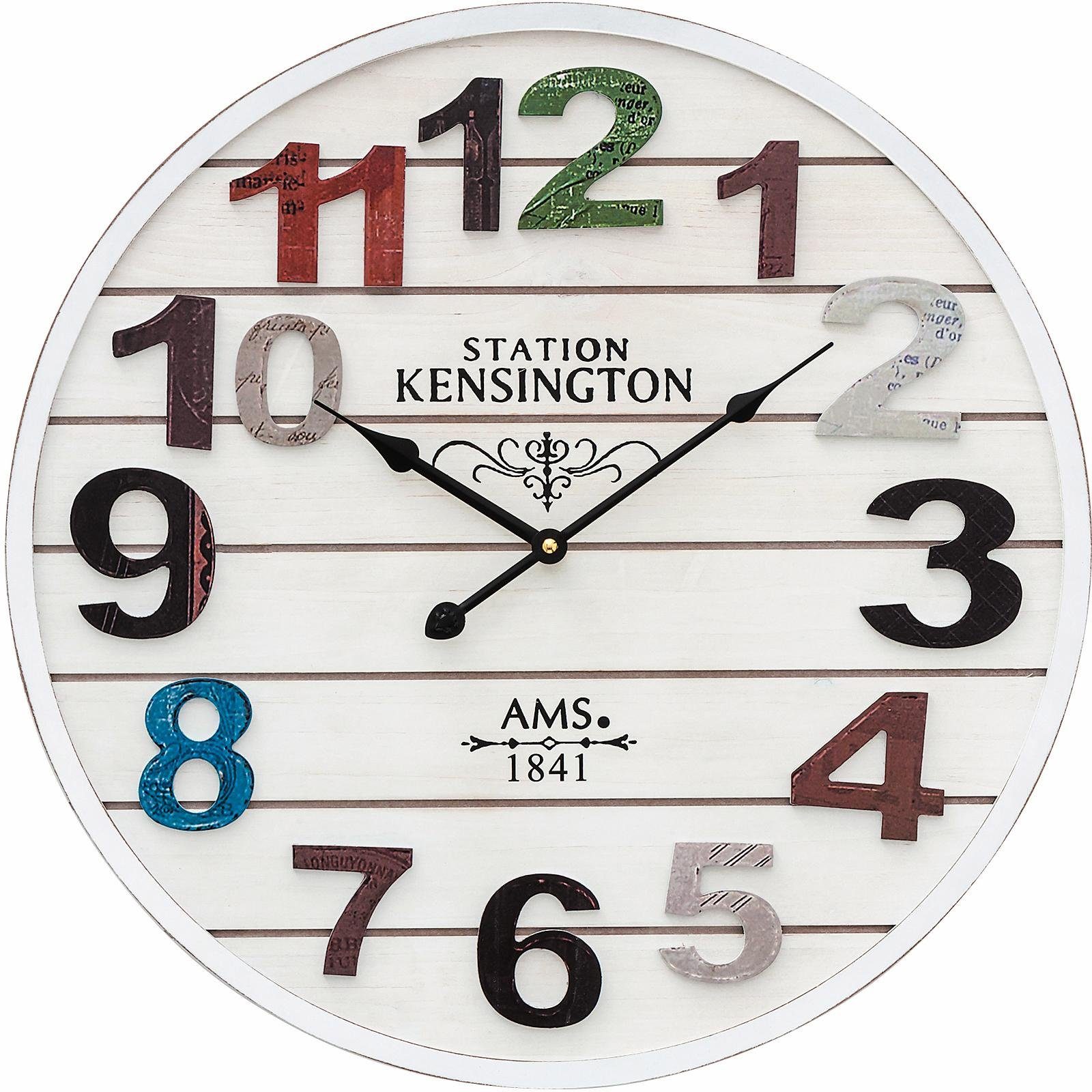 AMS Wanduhr W9538 (Quarzuhr,Holz,Wohnzimmer,Esszimmer,Küche,Arbeitszimmer,B günstig online kaufen