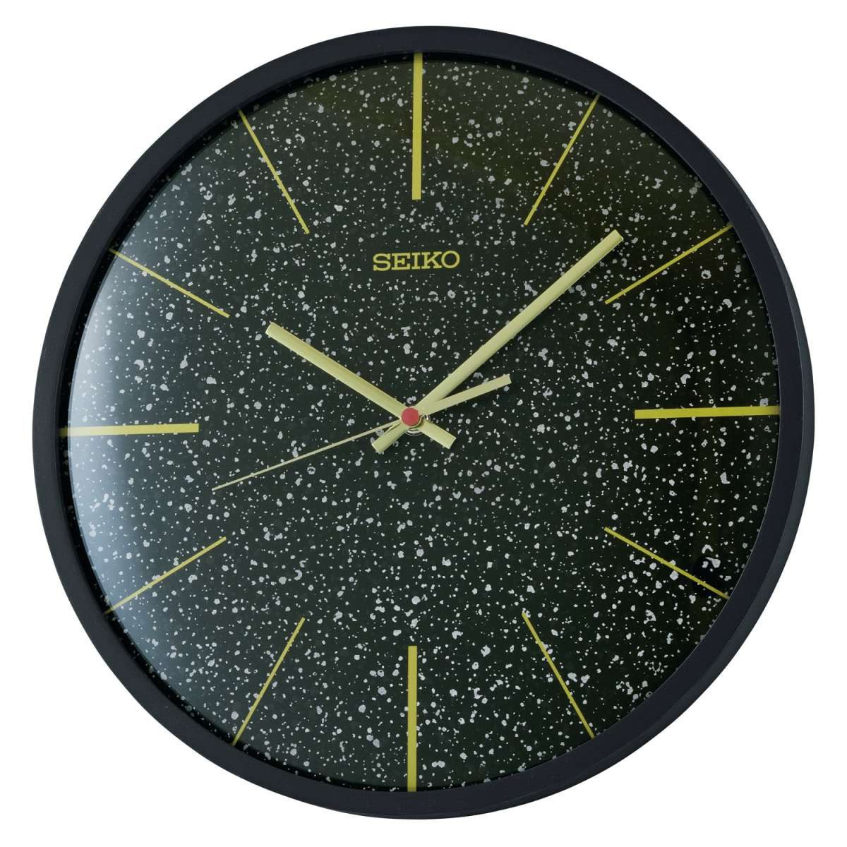 Seiko Wanduhr QXA828K (Quarz mit Leisegang Schwarz/Goldfarben)