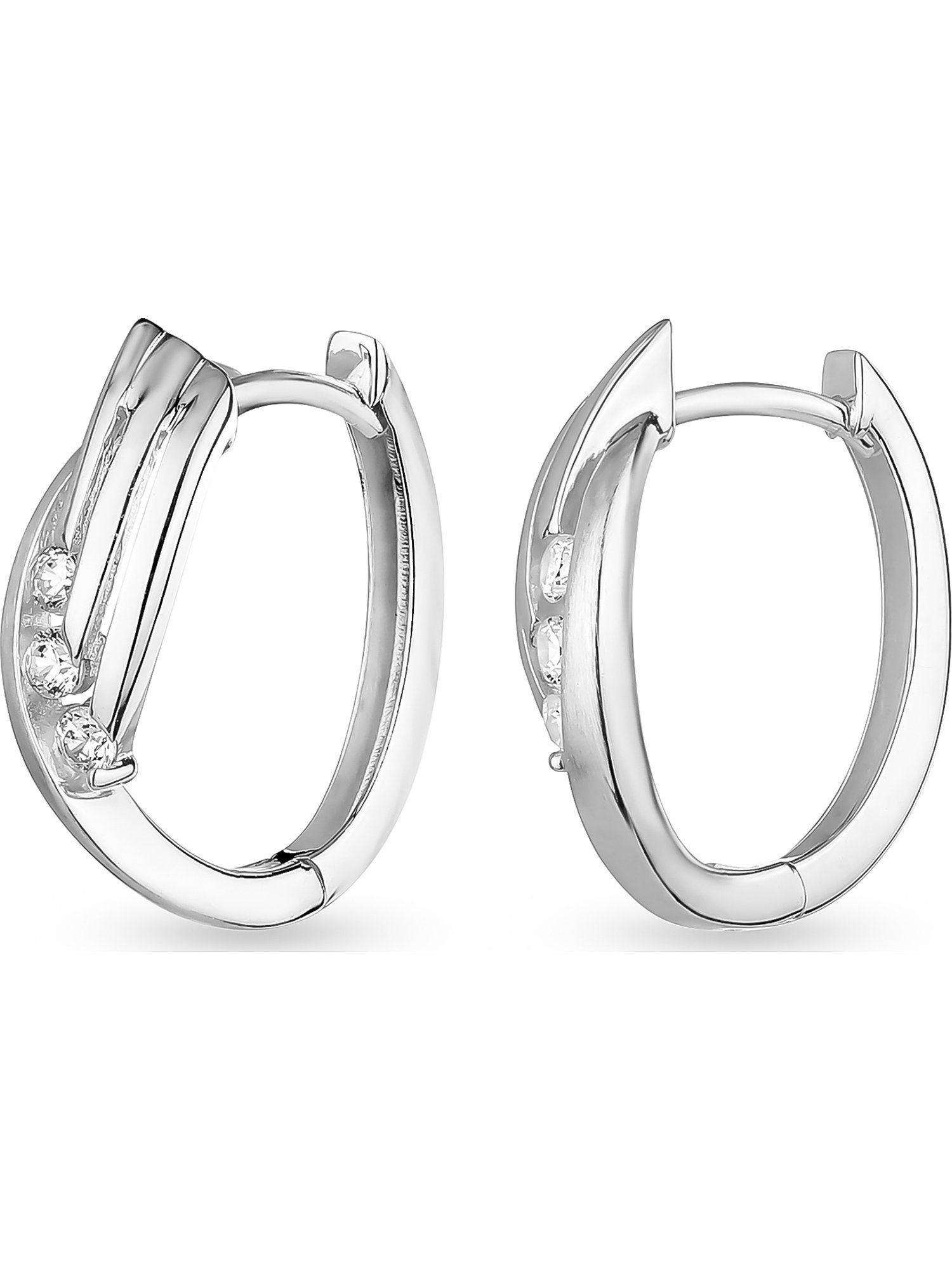 Paar Creolen FAVS Damen-Creolen 925er Silber 6 Zirkonia