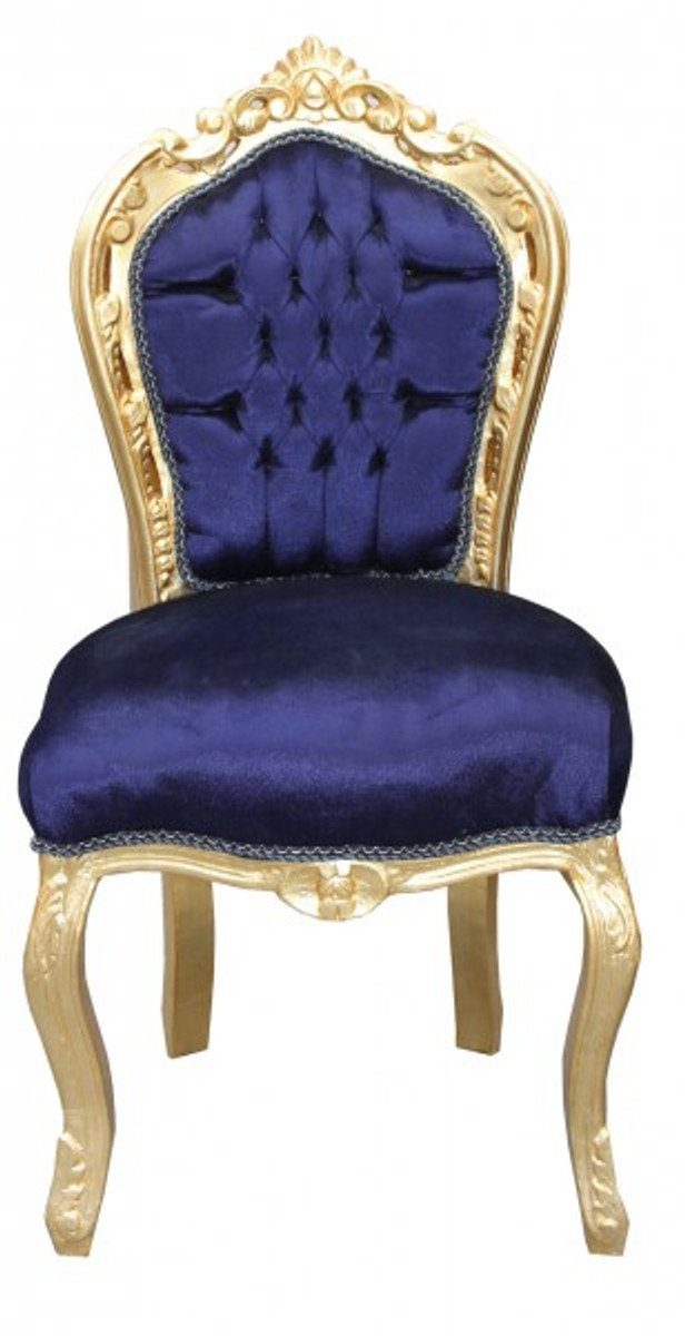 Royal Barock Esszimmerstuhl / Blau Gold ohne Padrino Mod2 Armlehnen Casa Esszimmerstuhl