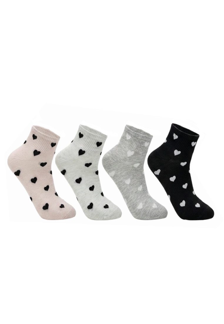 Socken Damen Socken Herz Muster 4er Pack