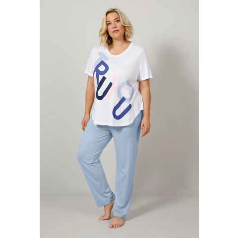 TruYou Pyjama Schlafanzug Zweiteiler T-Shirt mit Schriftzug